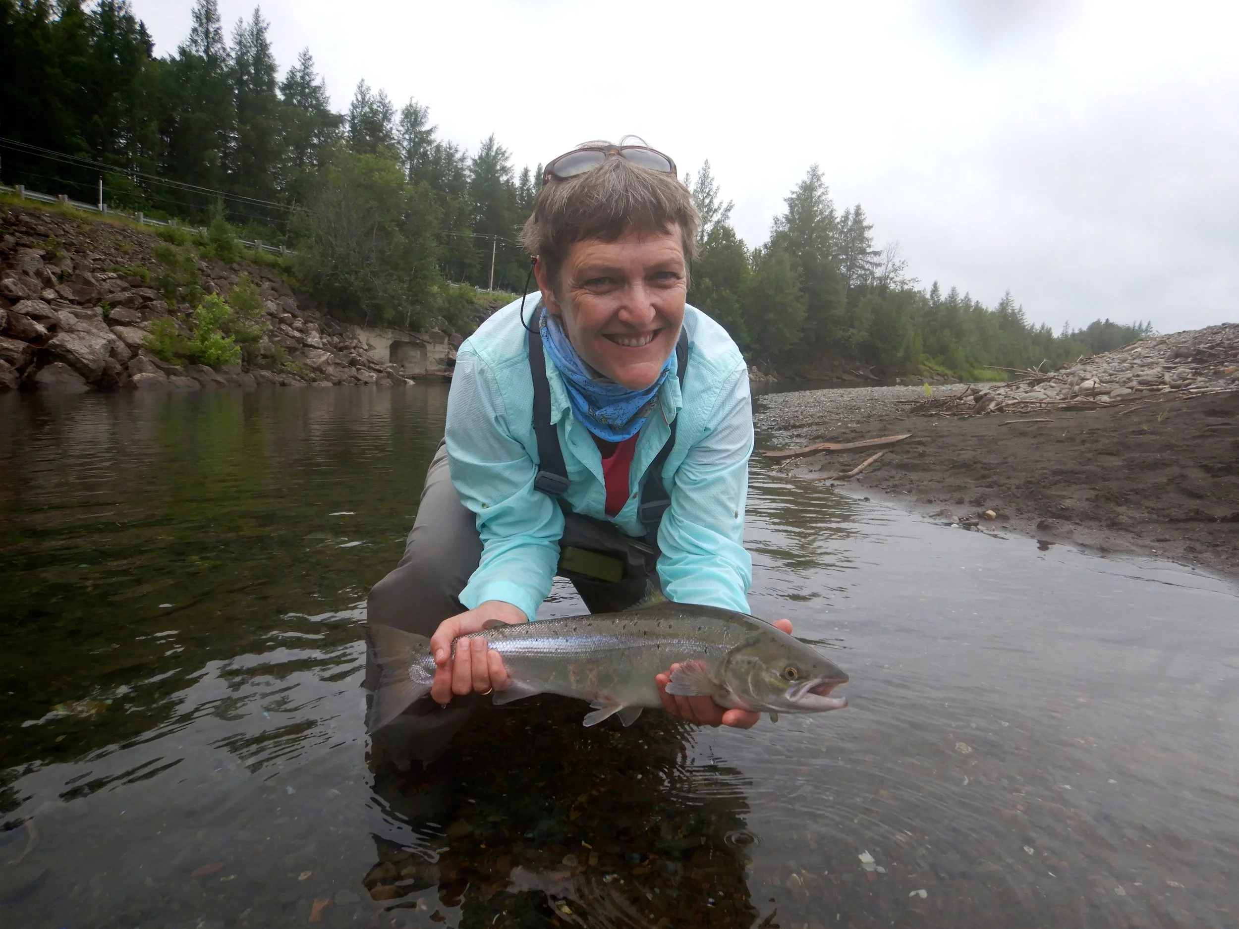 Vyvyan Burns with her first Atlantic salmon, Congradulations Vyvyan, well done!