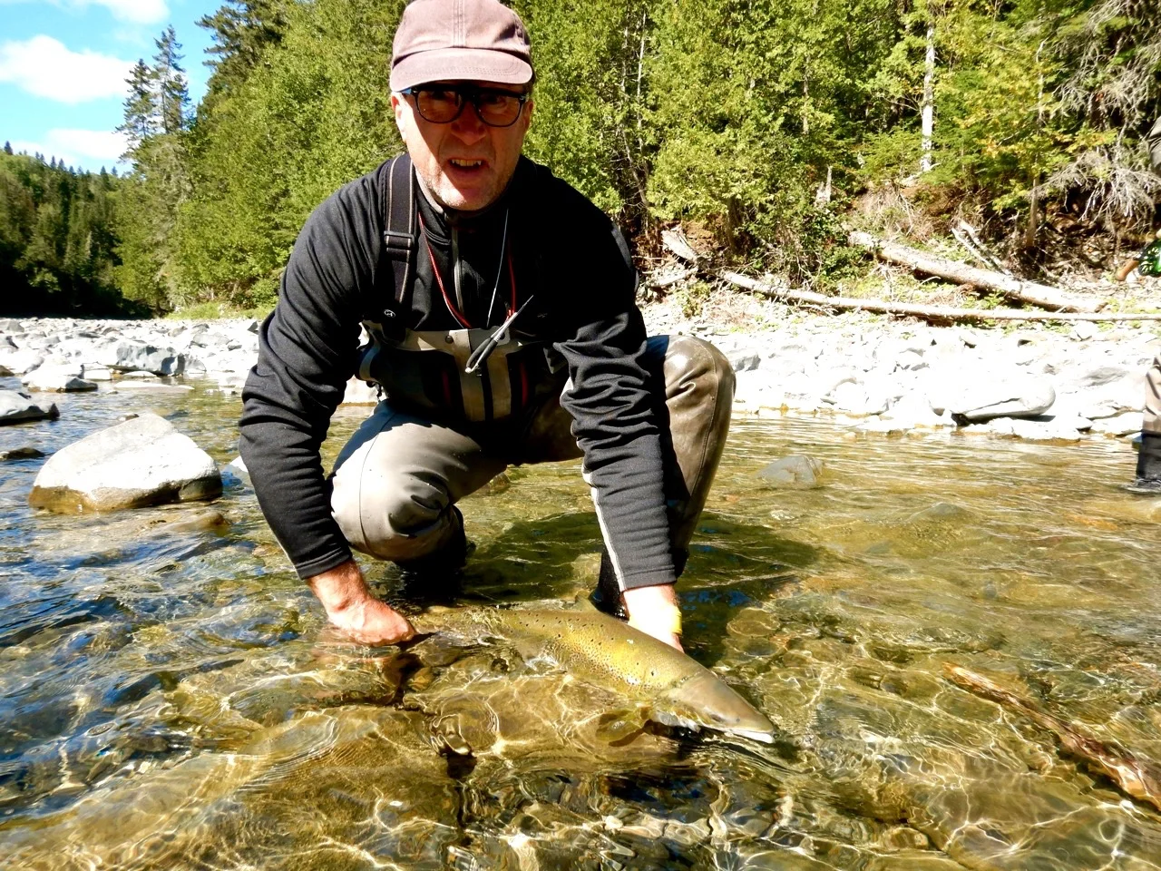 Long time Salmon Lodge friend and guest, Gerard Pichot with his first of 2018, good start Gerard!