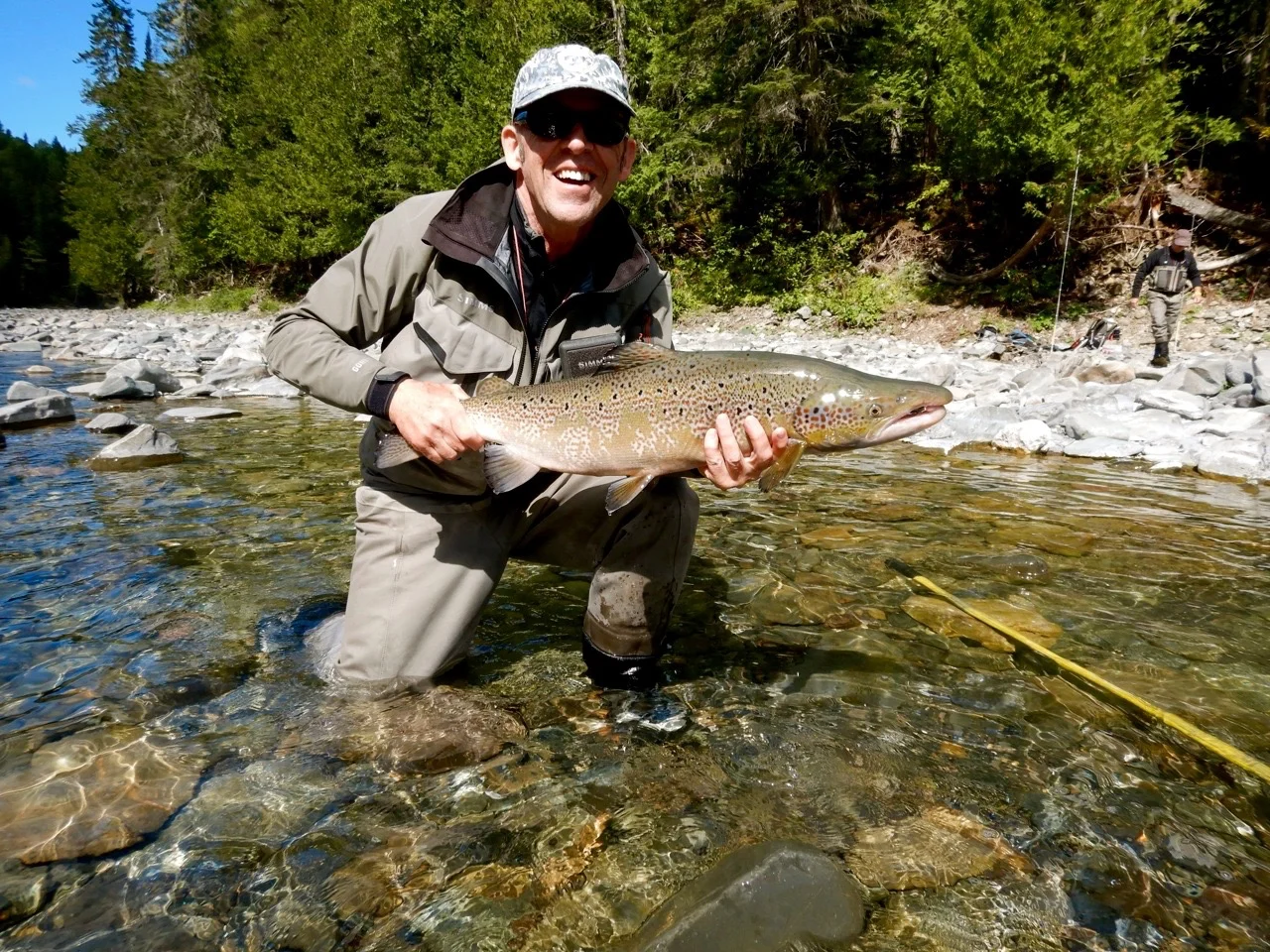 Dominique Larde with his first Atlantic salmon from Canadian waters , congratulations Dominique!