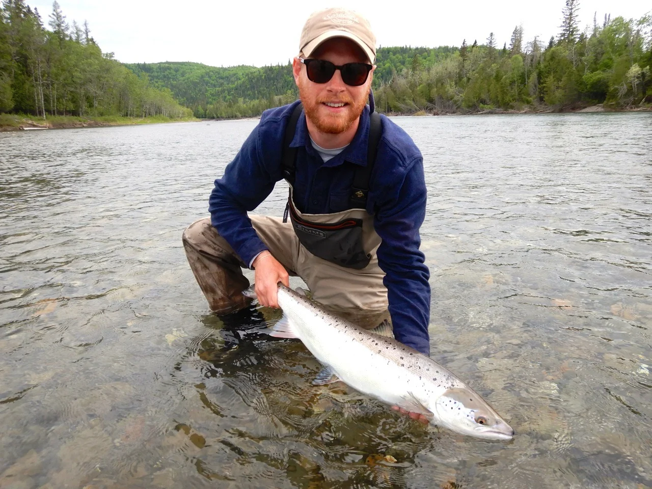 Toby Gray with his first salmon from this side of the Atlantic, congratulations Toby, well done!