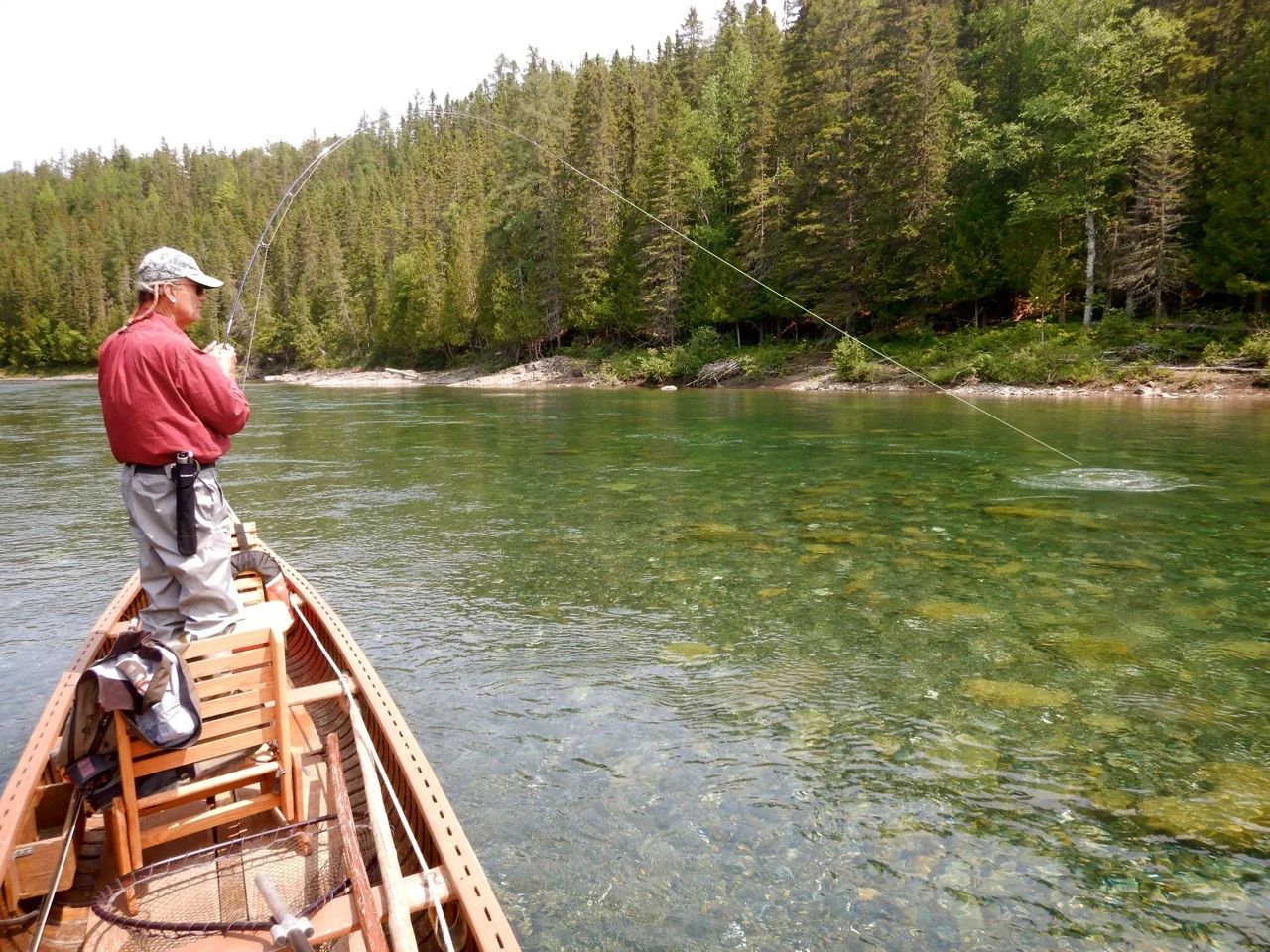 Salmon Lodge regular Ron Brenneman plays a fine salmon on the Bonaventure, well don Ron!