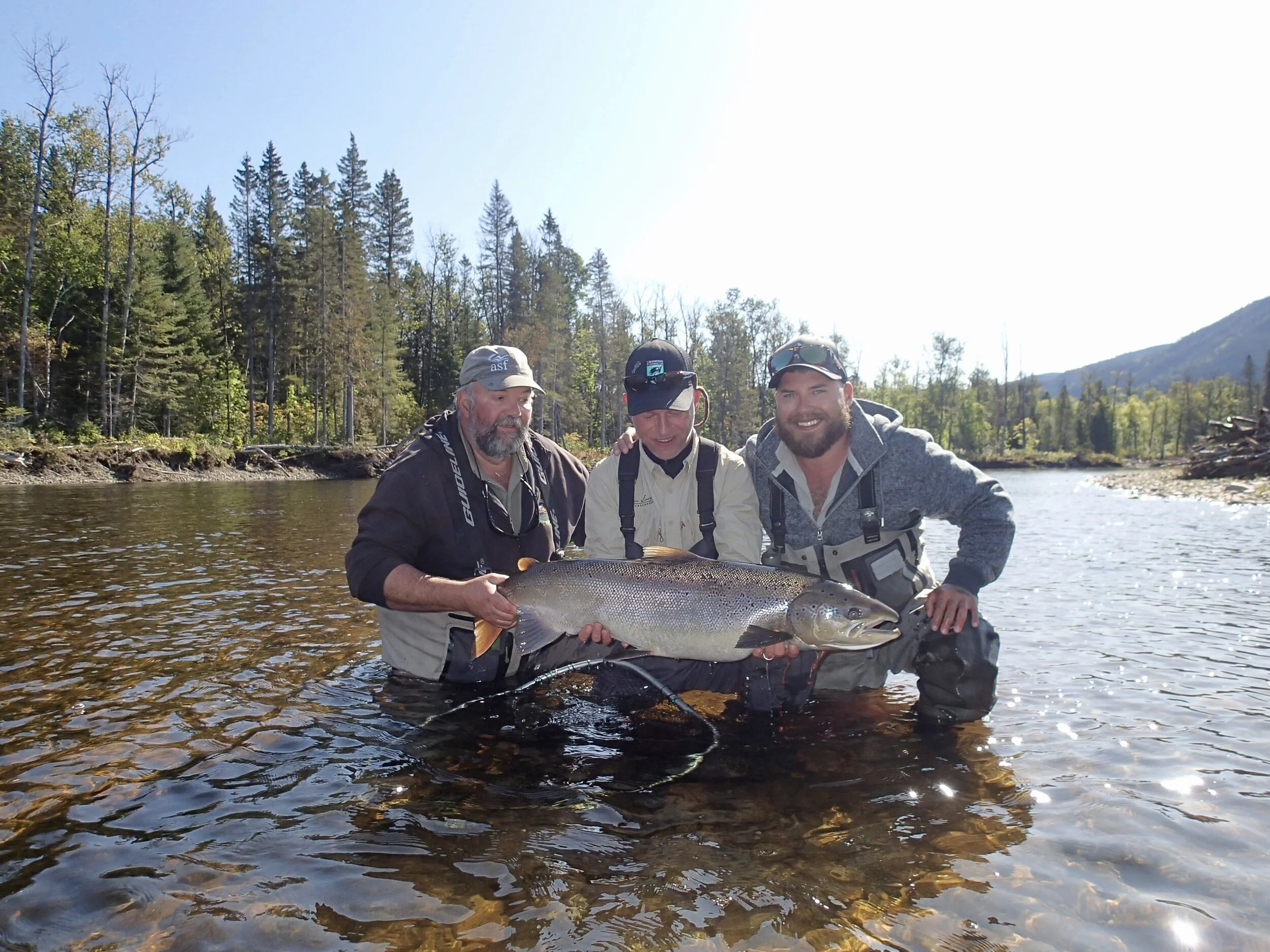 Our good friend Thomas Mahnke beat his personal best twice during this one trip to Salmon Lodge! Here he is and he can’t take his eyes off this beauty he landed on the Grand Cascapedia! Congrats Thomas! We are so happy for you!