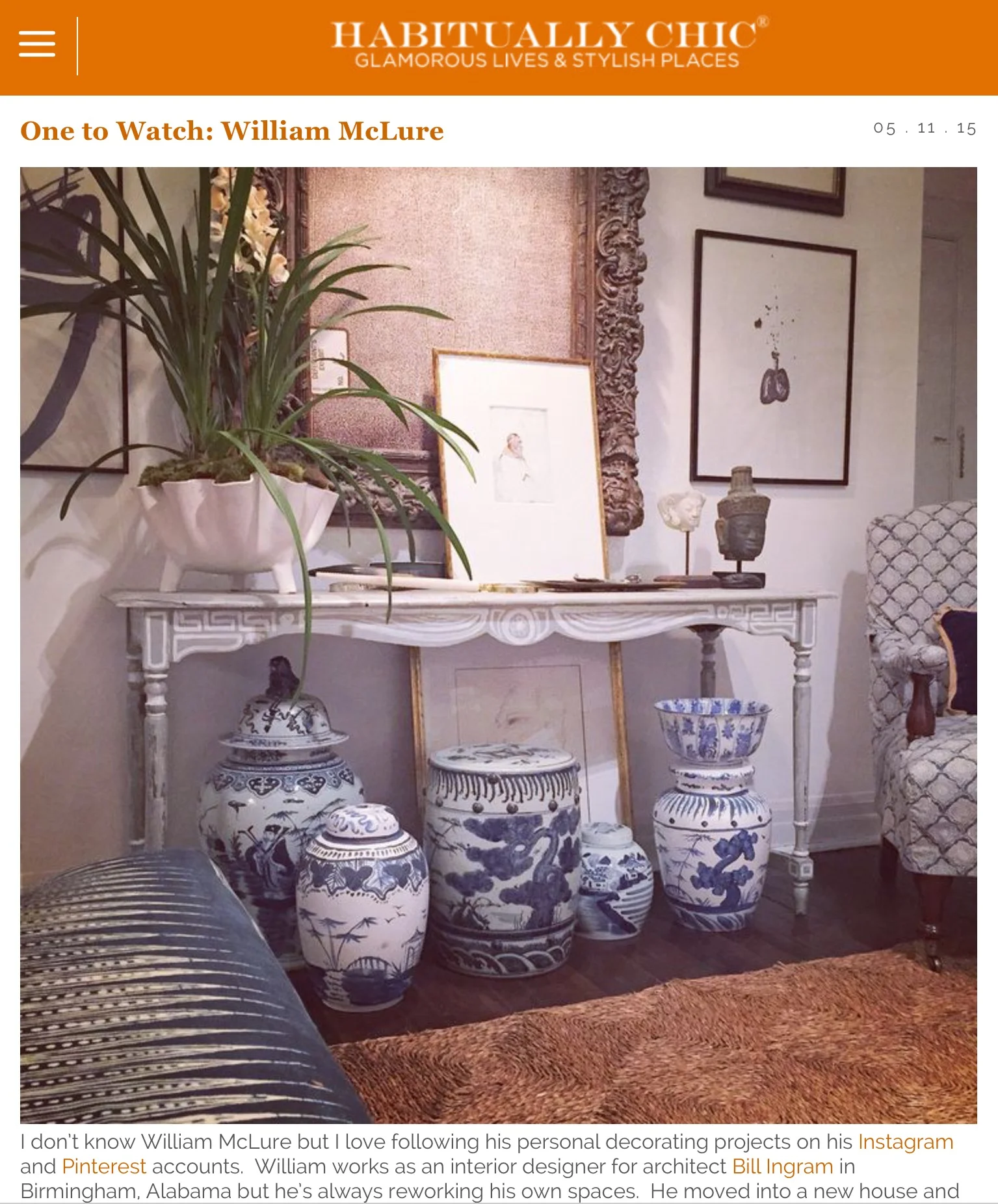 Habitually Chic. One to Watch- William McLure