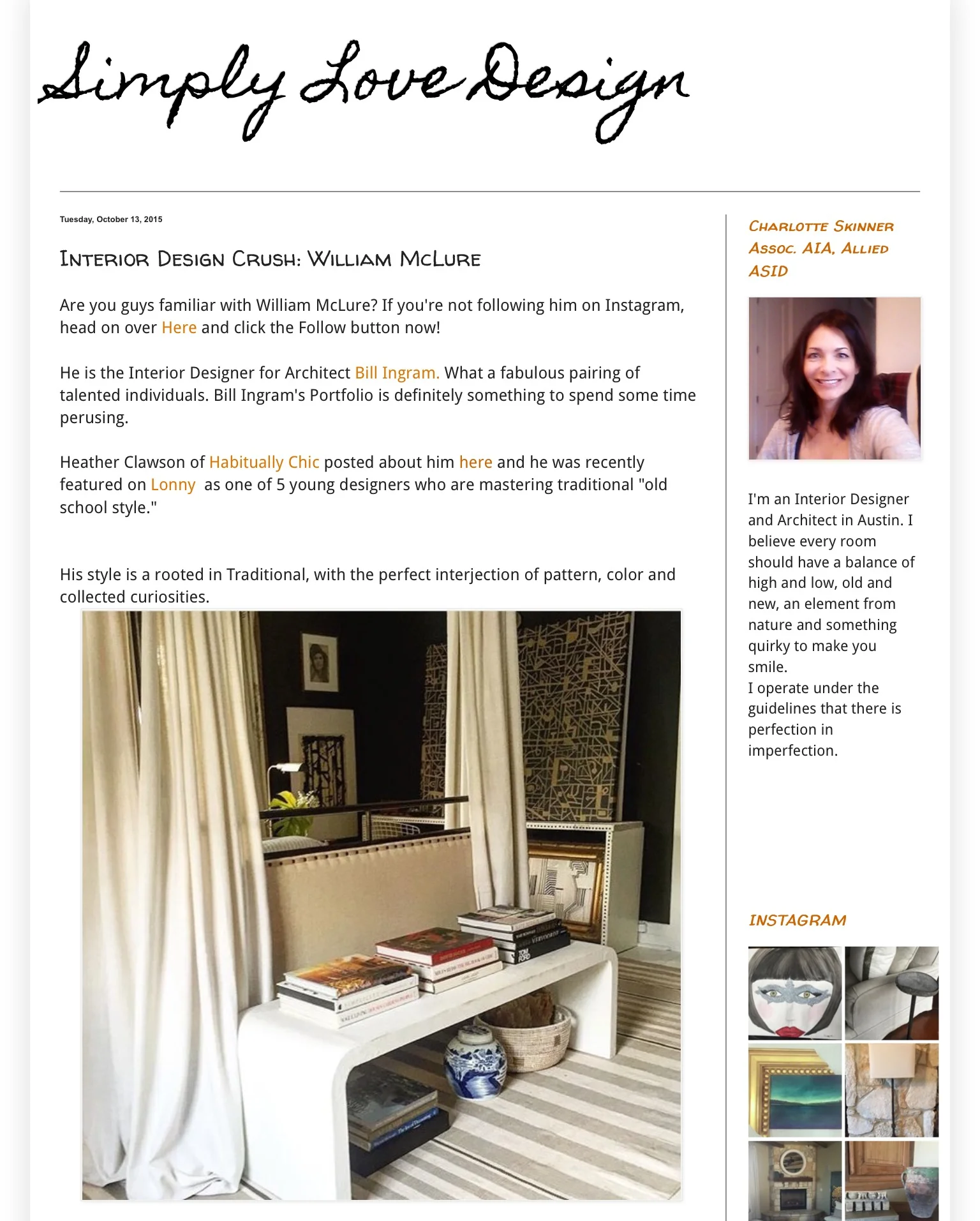 Simply Love Design- Interior Design Crush, William McLure