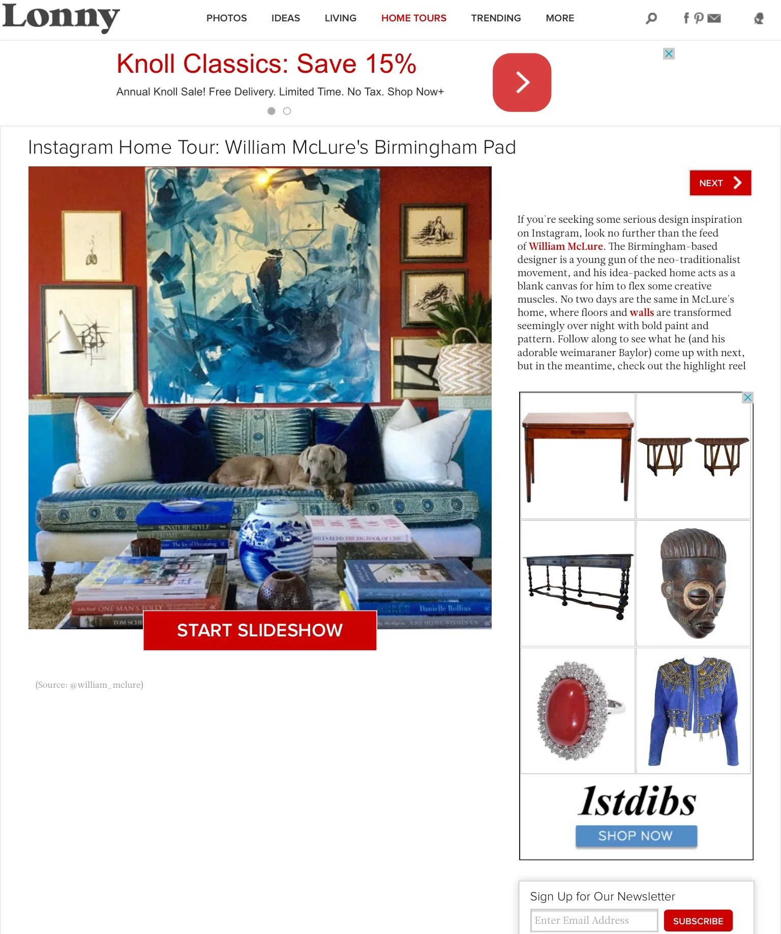 Lonny Magazine- Instagram Home Tour, William McLure's Birmingham Pad