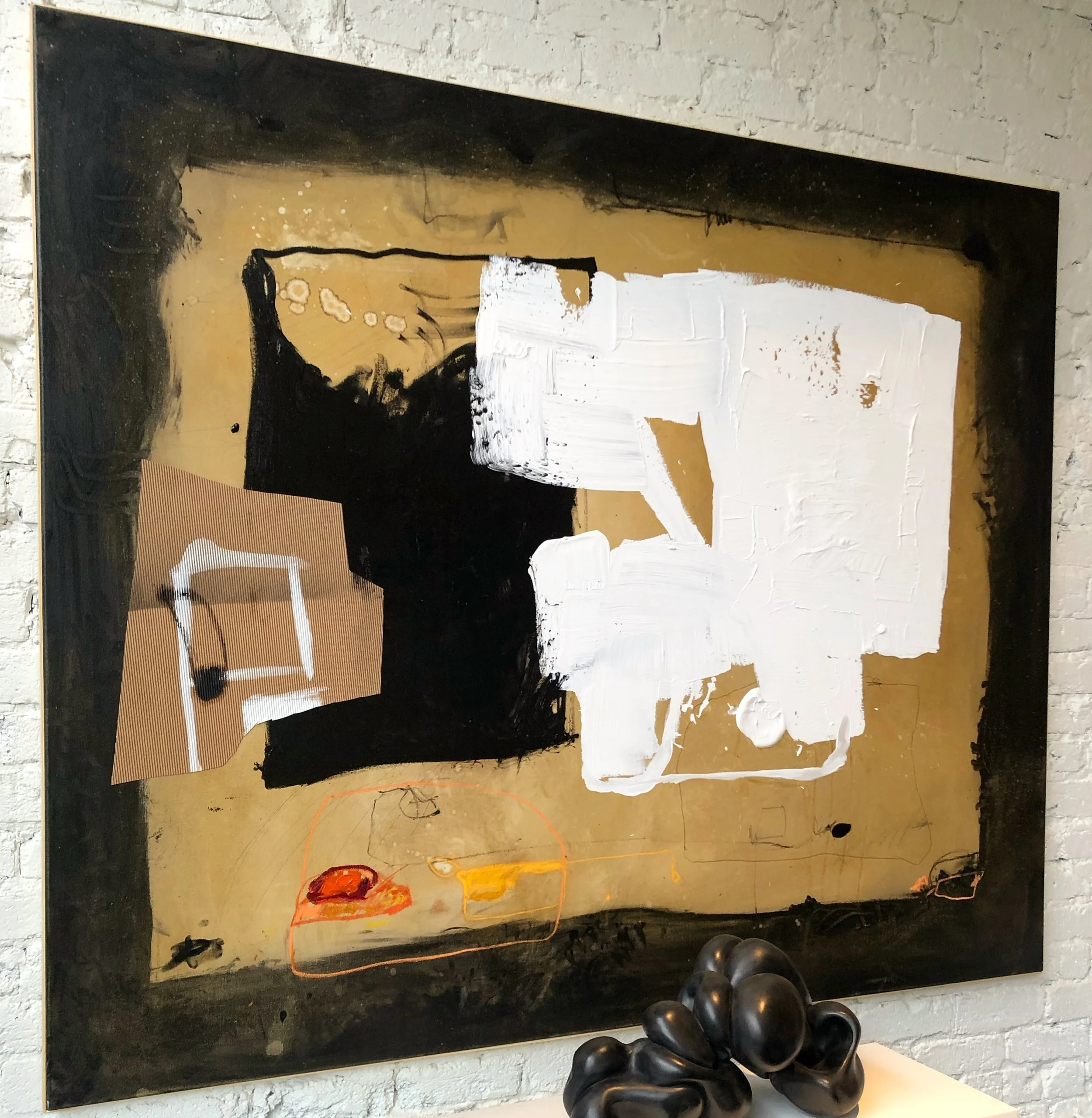 72” x 60” mixed media abstract. Oil, oil pastel, charcoal and cardboard.