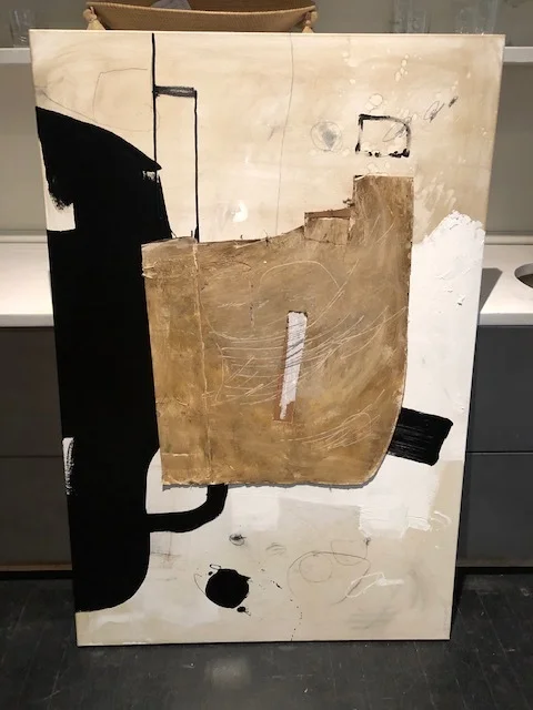 40" x 60" abstract mixed media, oil, acrylic, and cardboard