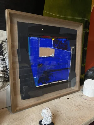 Framed Original Oil Pastel Portrait Art with Matt 198365 of 365 Project 2017-7x7 in 9.5x9.5 frame
