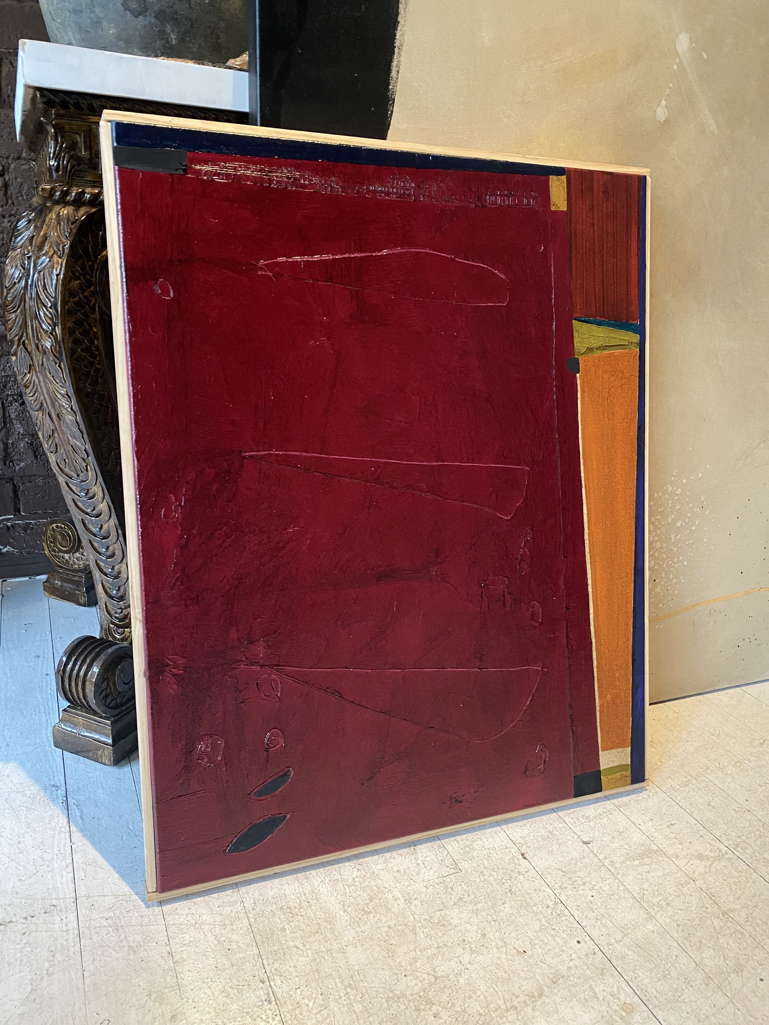 25" x 37" framed abstract painting on canvas