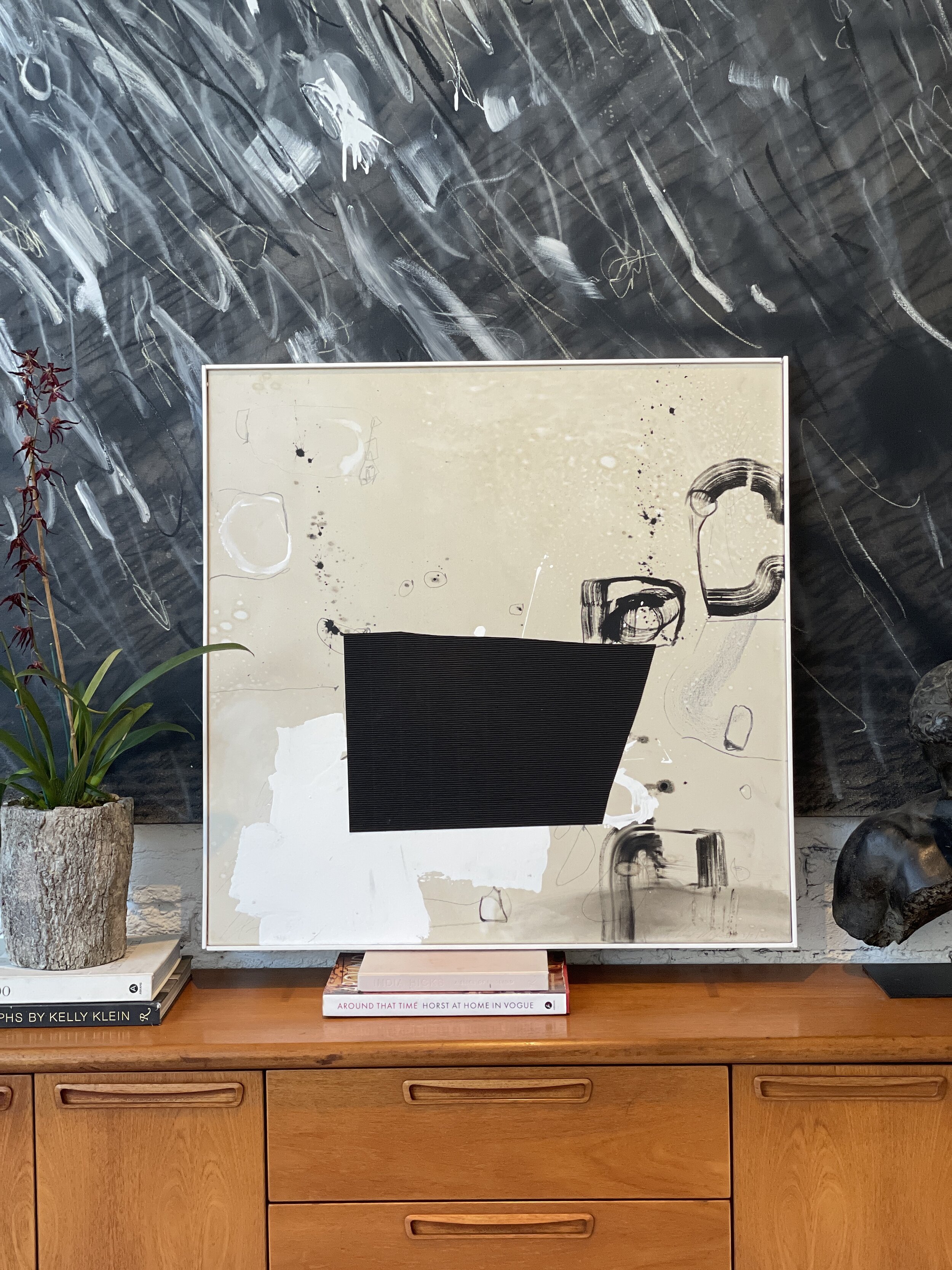 36" x 36" abstract mixed media painting on canvas (framed)