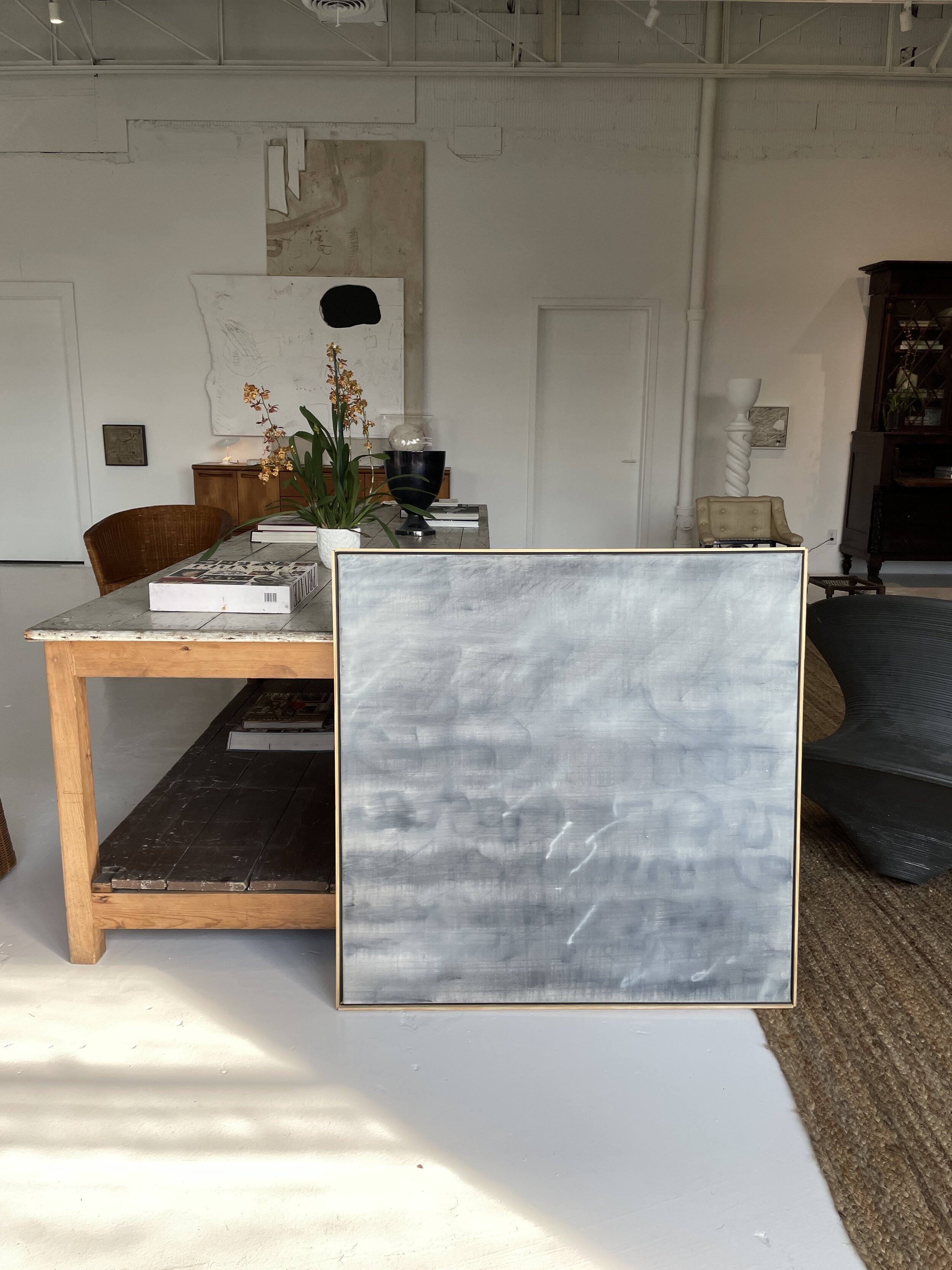 36" x 36" framed abstract painting on canvas