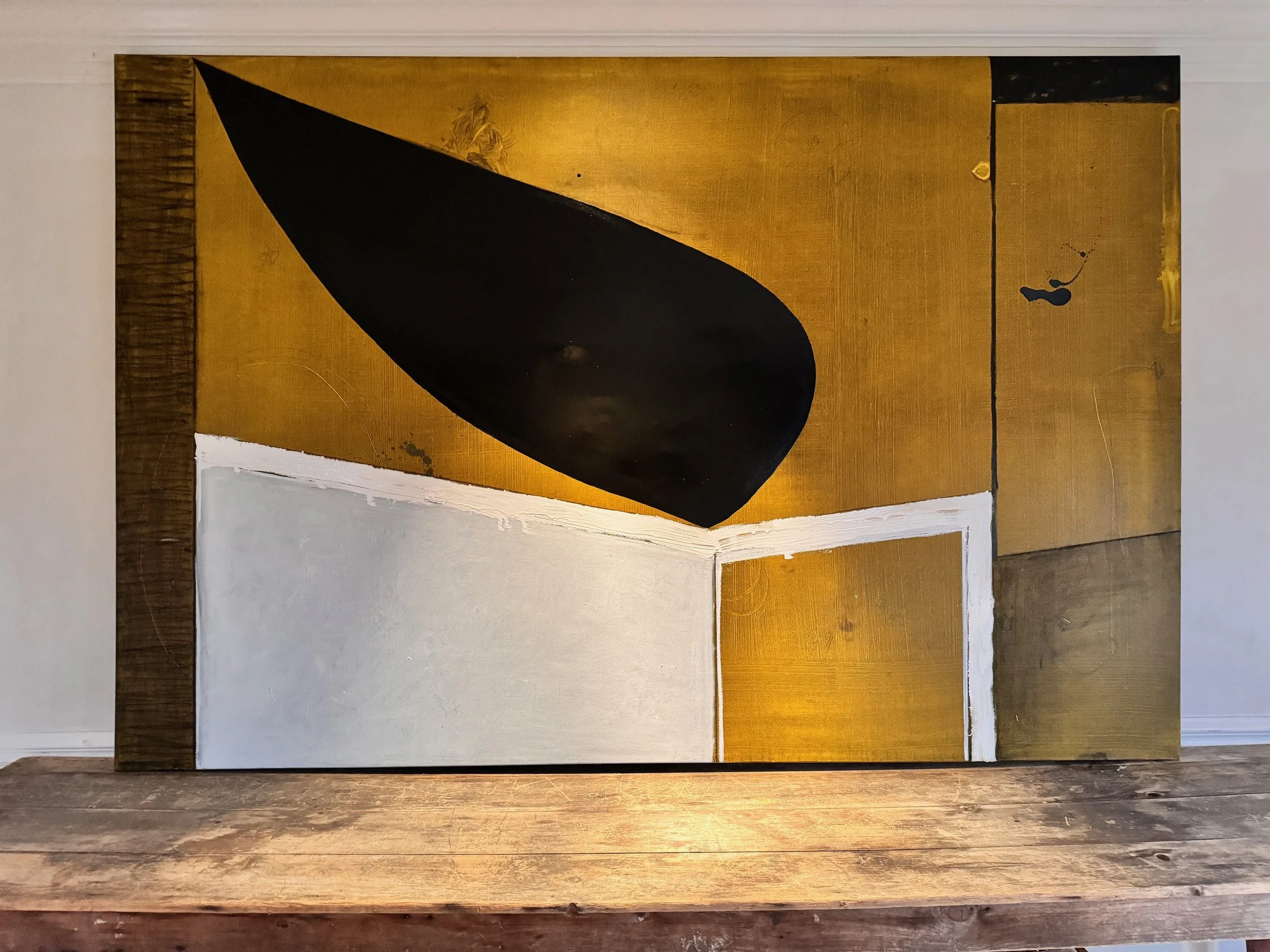 108" x 72" abstract mixed media painting on canvas