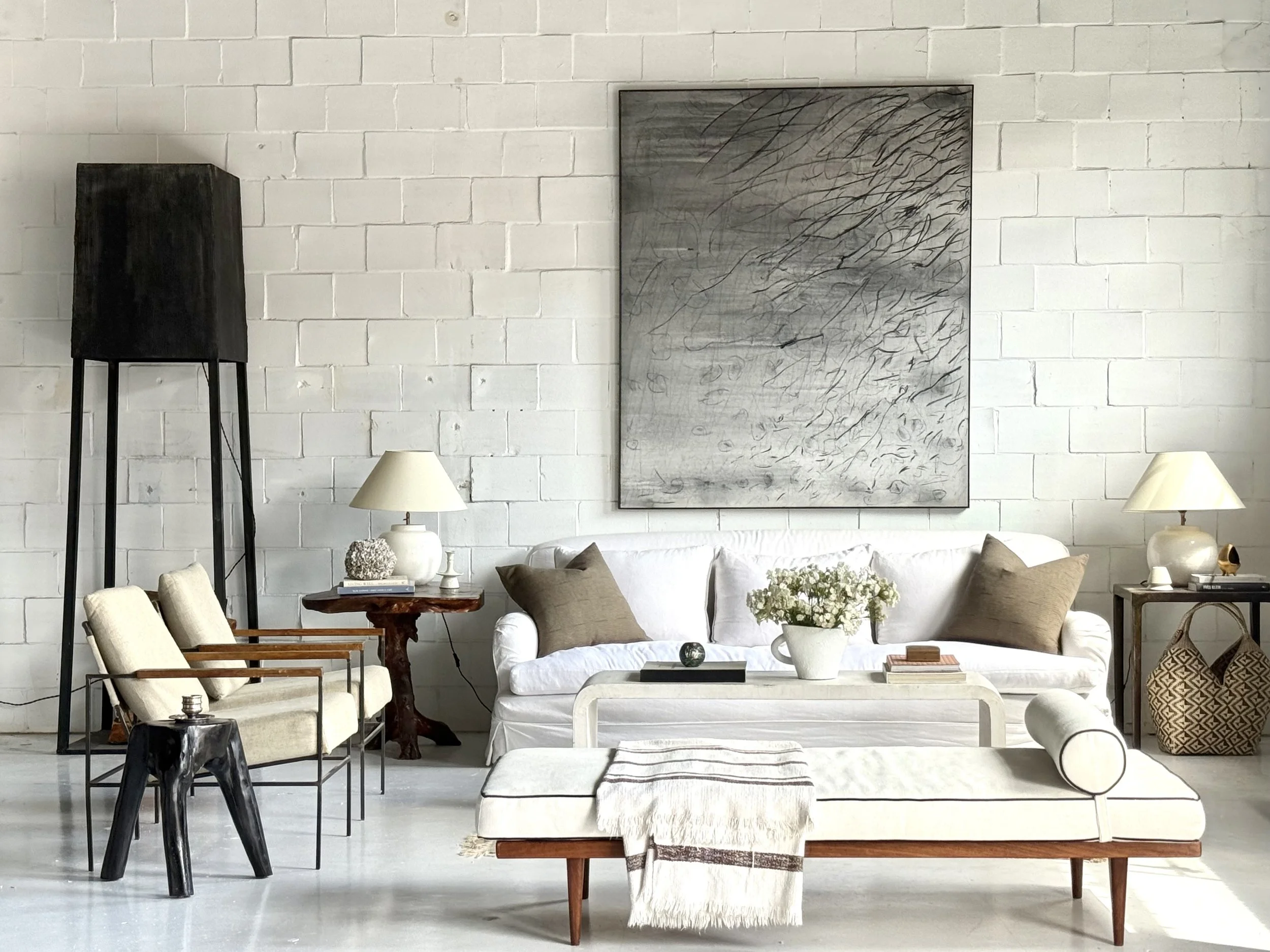 72" x 60" charcaol wash abstract on canvas (darker one)