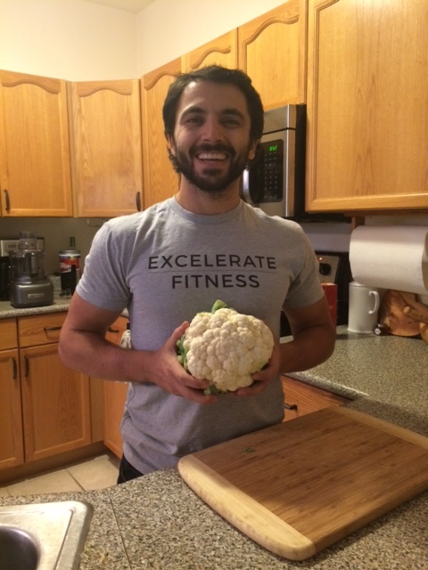 Happy guy with his cauliflower