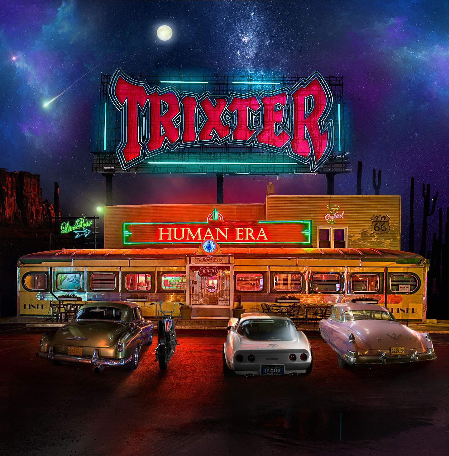 Trixter – Human Era I must say, I was pretty excited to pop in Human Era, the latest offering from Trixter…..one of the bands that, in this humble rock writer’s opinion just didn’t get enough accolades….and still haven’t. Sure they were a part of the 2 nd or maybe 3 rd wave of bands that fall under the “glam” or “hair” moniker or whatever. I’d hope if Trixter had hit the scene earlier, they’d have the world by the balls… but ya know what? To me they still do, and that’s ok. These guys are solid, fun hard rock that goes beyond a scene or look. Don’t know what I’m talkin’ about? Go grab Human Era and you’ll have all the answers you need. Rockin’ To The Edge Of The Night blasts this record off and really sets the tone for whats to follow. Riffy and catchy with a great hook, you’ll be rollin’ down the windows and wishing it was Friday night already. The 2 nd song, Crash That Party completes this album’s opening 1-2 punch and completely grabs you by the throat. “You WILL listen to this record!” it says, as it shakes you and stares you down. Beats Me Up and Every Second Counts are additional standouts on this record… the musicianship on all fronts has stepped up… Pete Loran has never sounded stronger, Mark “Gus” Scott is laying down some powerful double bass, and Steve Brown and PJ Farley are riffing, weaving and interlocking each other’s fretboards to the umpteenth degree. Trixter have really tapped into their audience with Human Era. Sure, we are older and for a lot of us, it’s not about ragin’ and partying 24/7 anymore. Relationships, work, money, counting down to the weekend are what’s going on nowadays, and it’s awesome to put on a song like “Good Times Now” or “Human Era” and feel like it was written just for you and what you’re going through. This along with the insane solos and hooks make Human Era an instant favorite, and an album I could use as a calling card if you will for what’s going on these days. Please support this record, and catch a live show when they inevitably roll through your town.