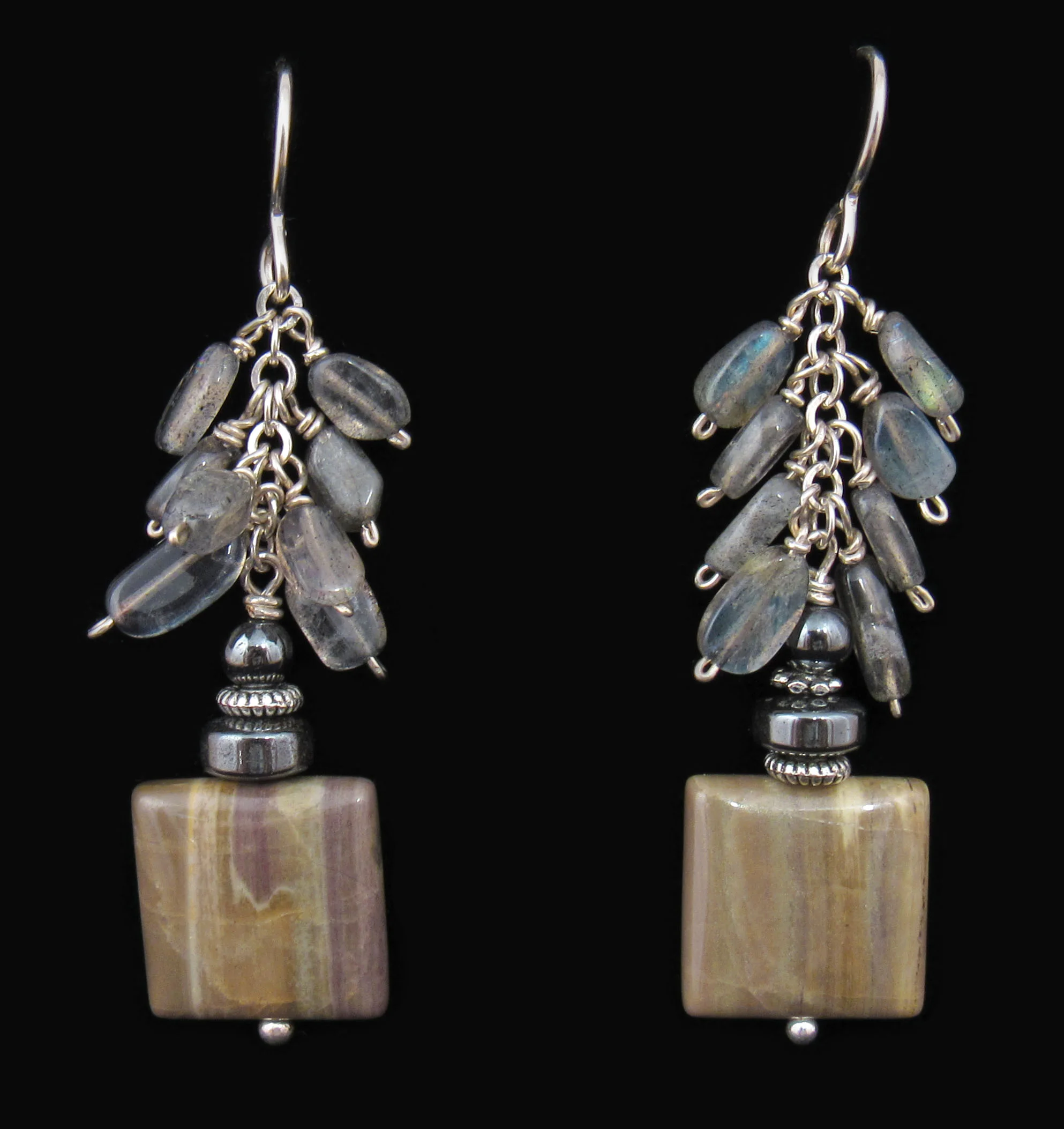 Tigereye and Labradorite Earrings