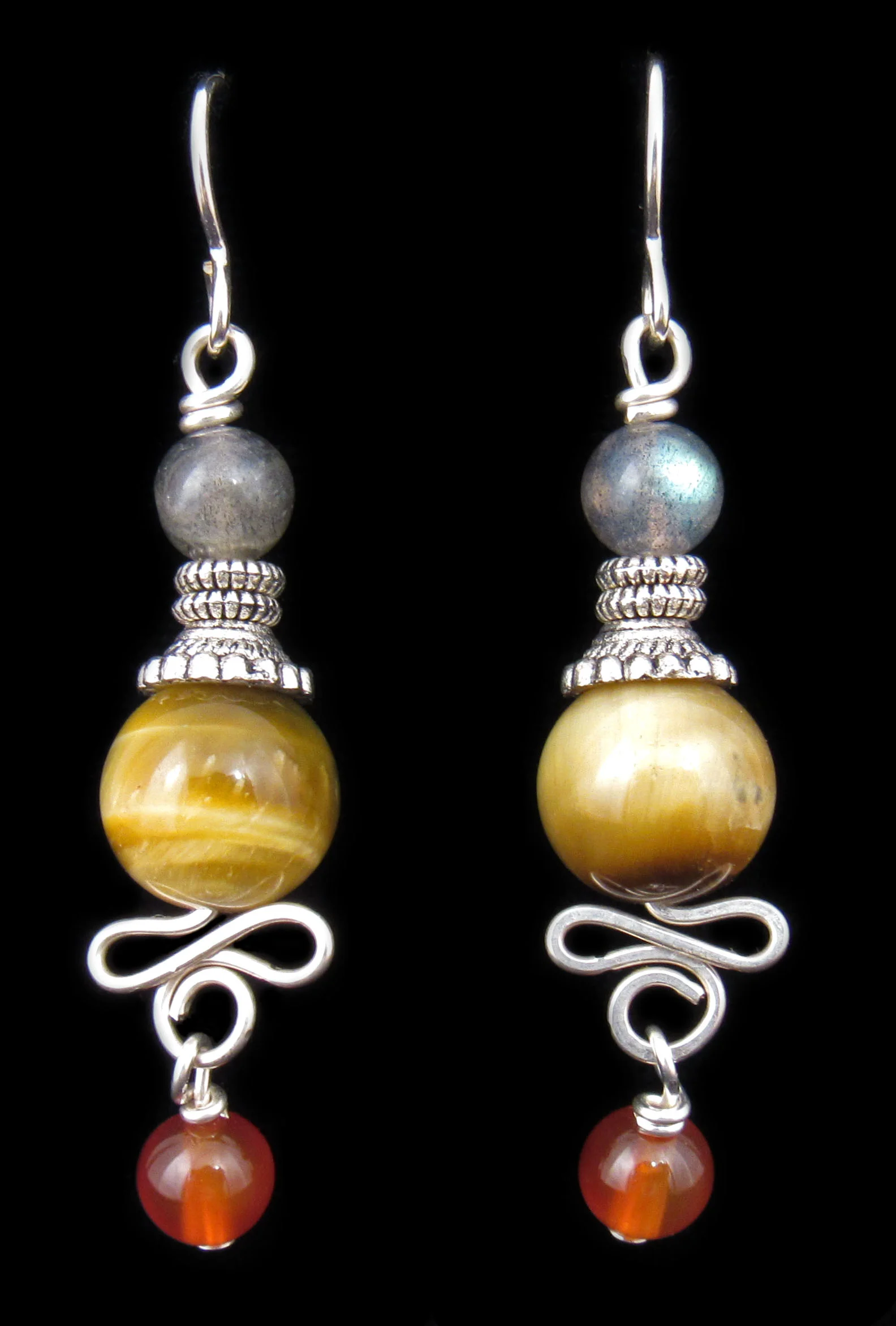 Tigereye and Carnelian Earrings