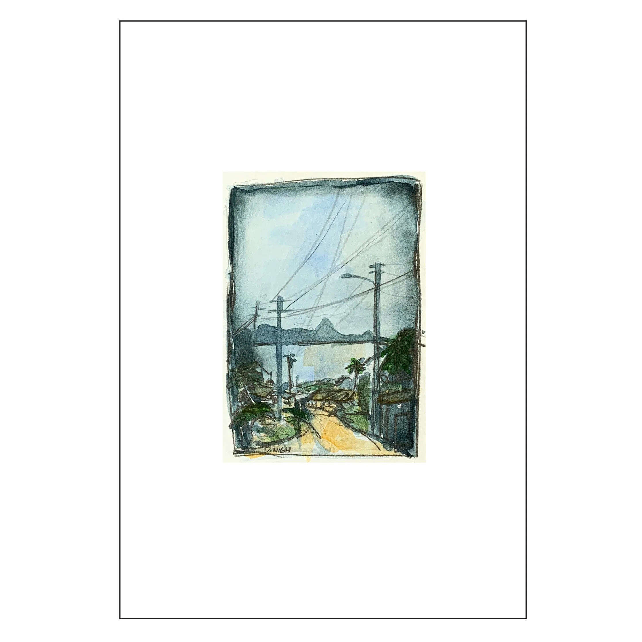 'Village Above the Bay' | original watercolor