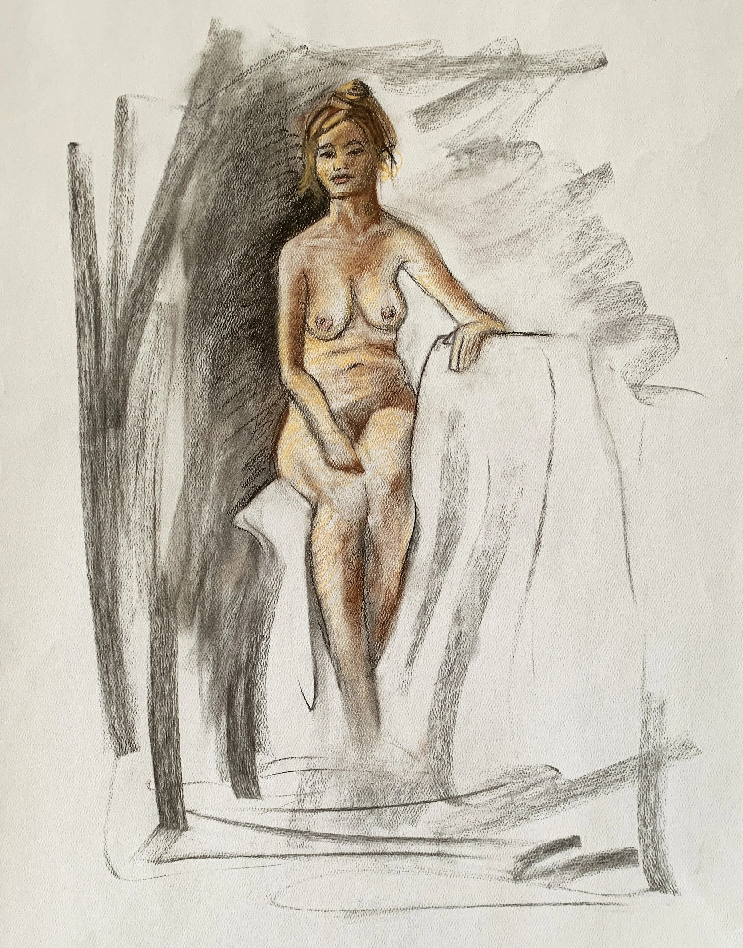 'Study of Sitting Female', original drawing