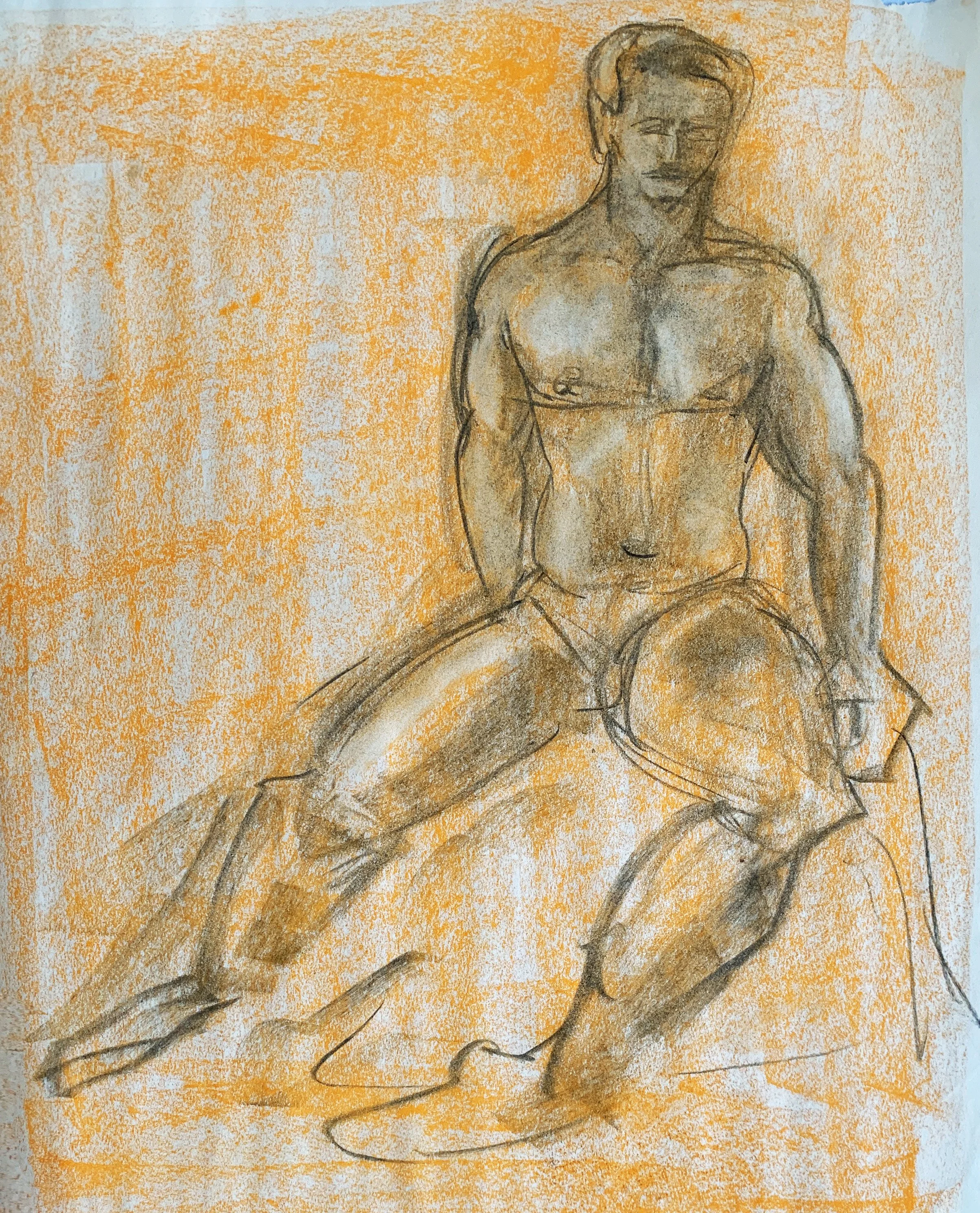 'Study of Seated Male', original drawing