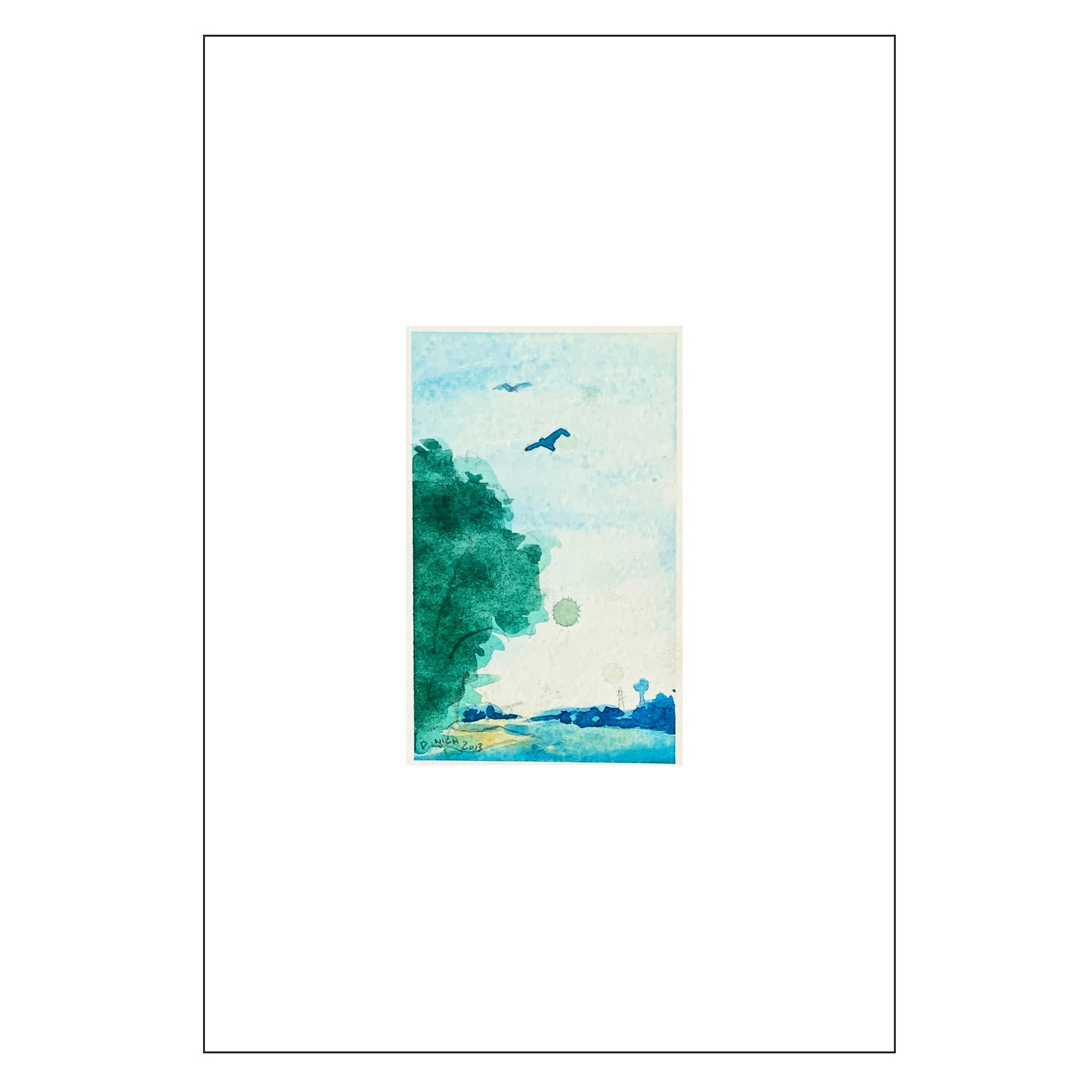 'Birds Above River Bank' | original watercolor