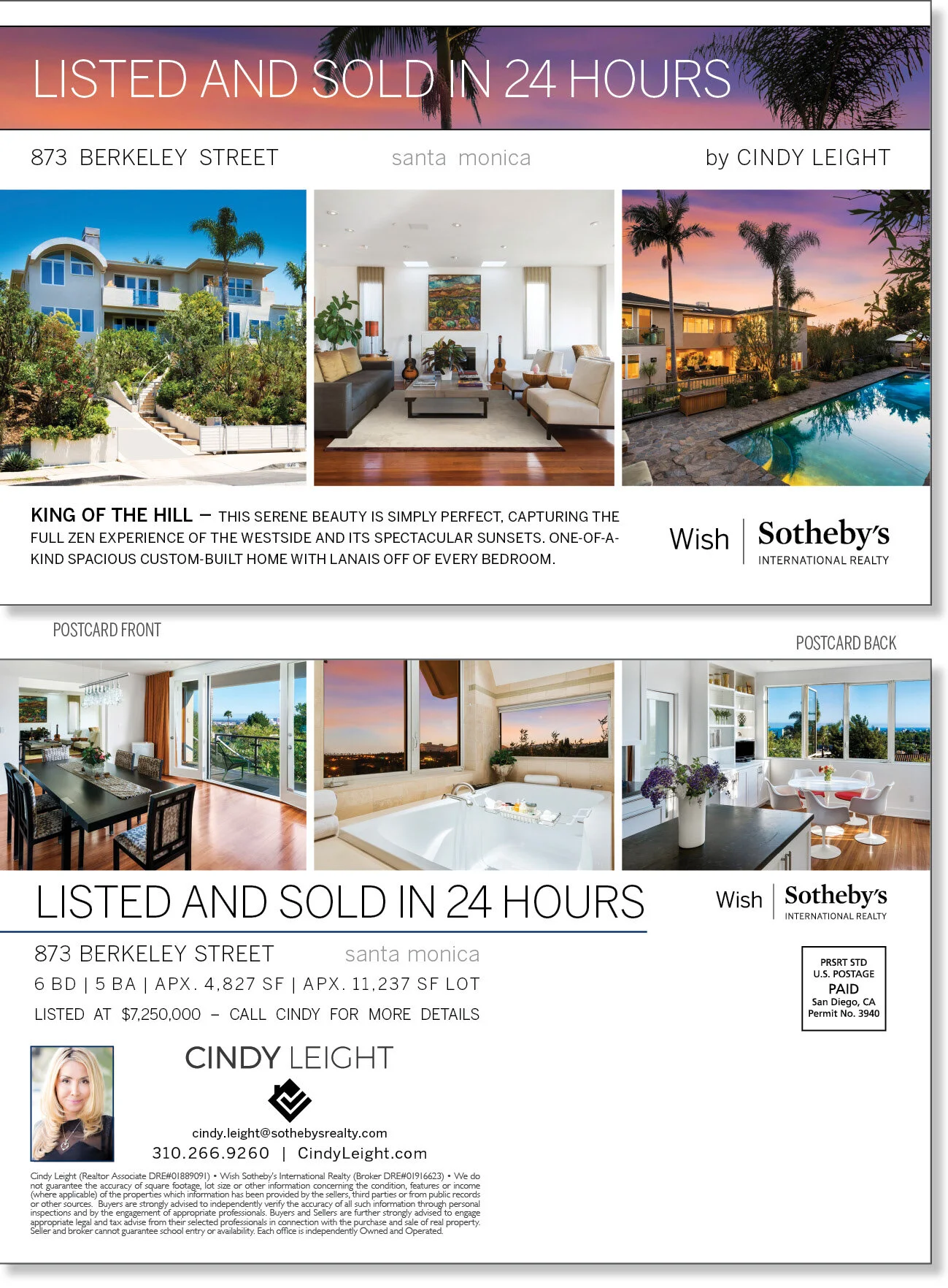 Listed &amp; Sold Property Postcard - Front &amp; Back