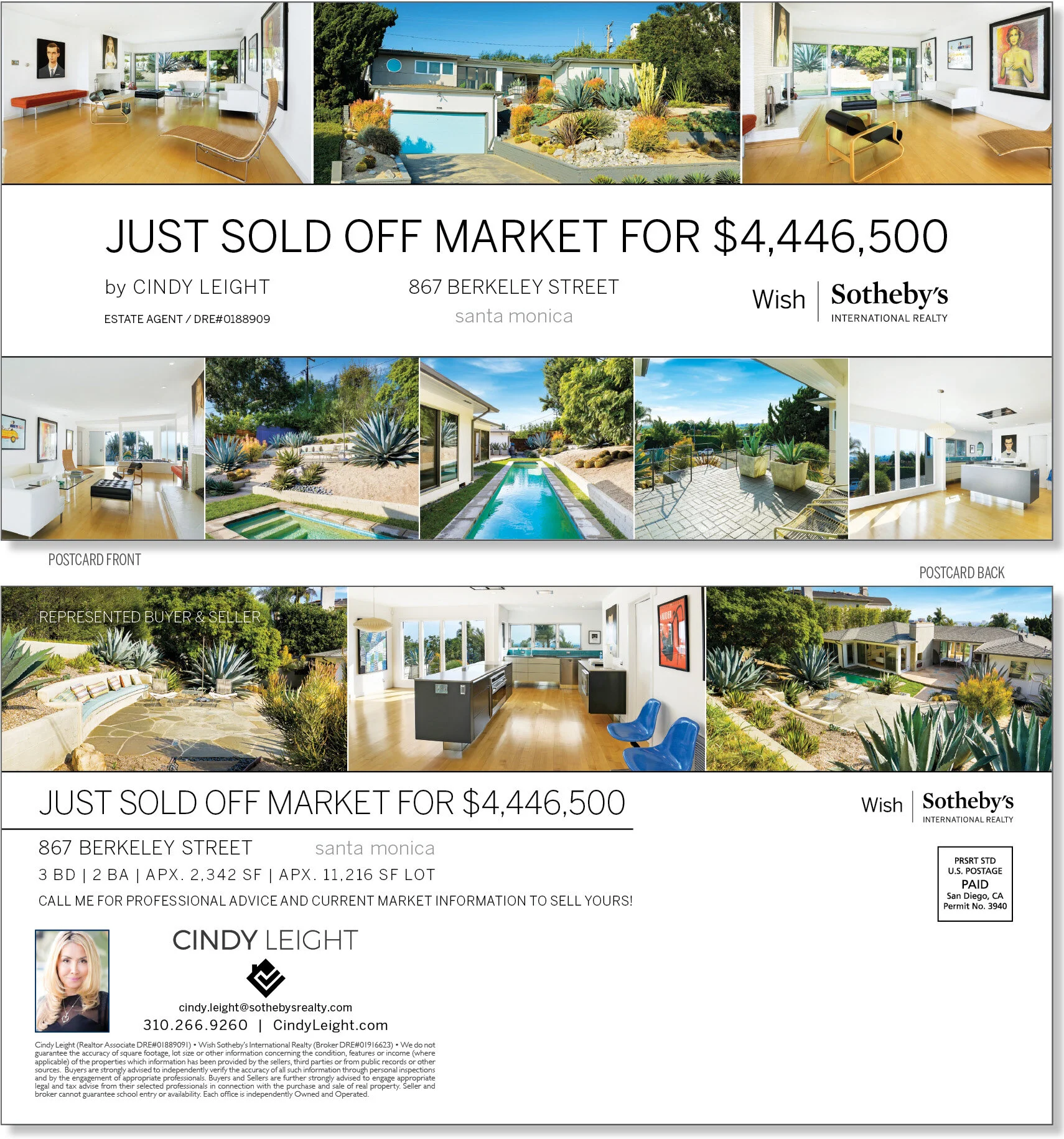 Just Sold Off Market Postcard - Front &amp; Back