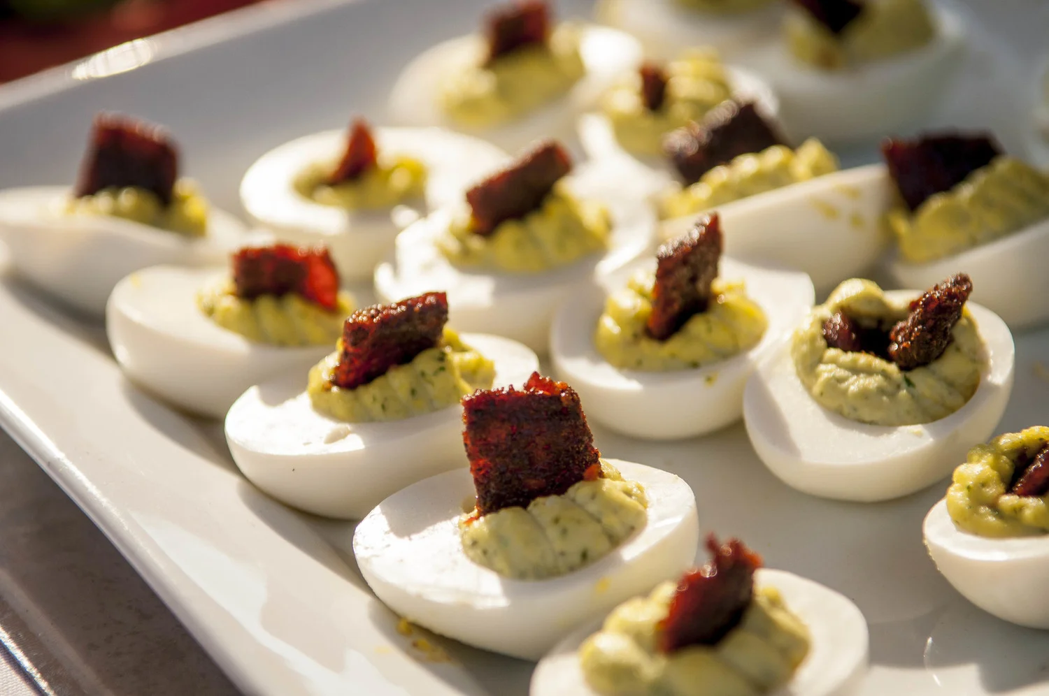 deviled eggs w praline bacon.jpg