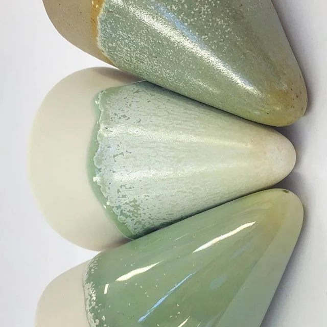 The perfect icey mint greens 🍃 Glaze tests seem to taking over my life at the moment 🏺Now to create some exciting forms to apply these too ✨ #ceramic #design #serveware #tableware #pigment #crystals #texture #reactive #glazes #cone #tests #porcelai