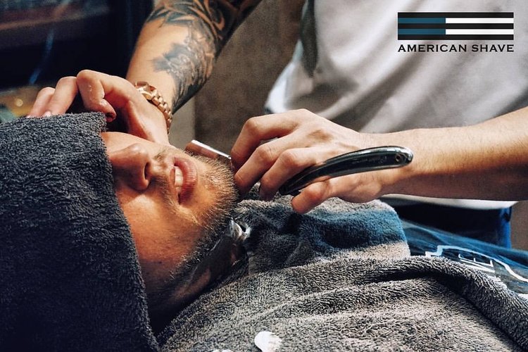 Hot towel straight razor shave at American Shave barber shop