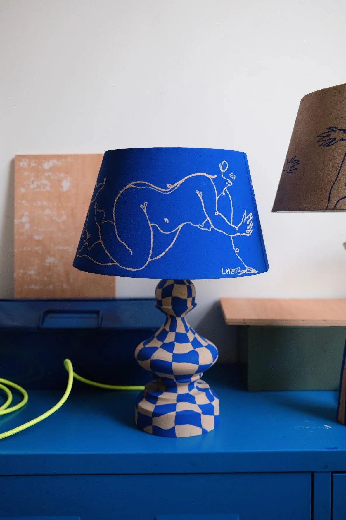 Women intertwined 01--Painted upcycled wooden lamp base with painted lamp shade -2023-900-Partnership Editions (1).jpeg