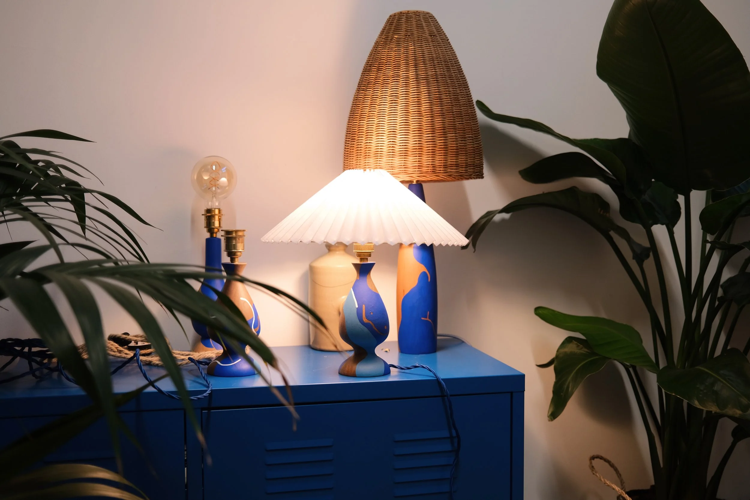Hand painted upcycled lamps by Laxmi Hussain