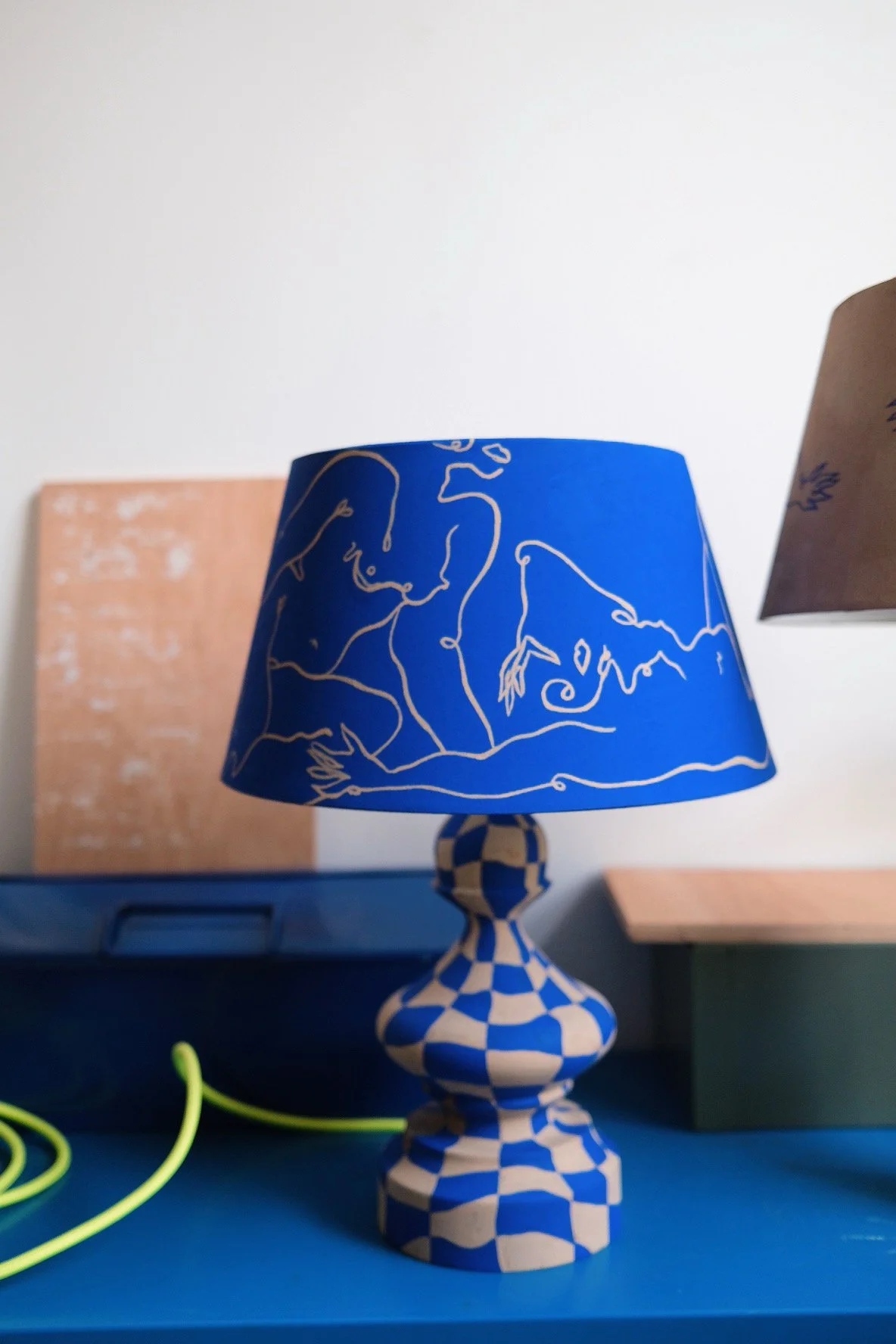 Women intertwined 01--Painted upcycled wooden lamp base with painted lamp shade -2023-900-Partnership Editions.jpeg