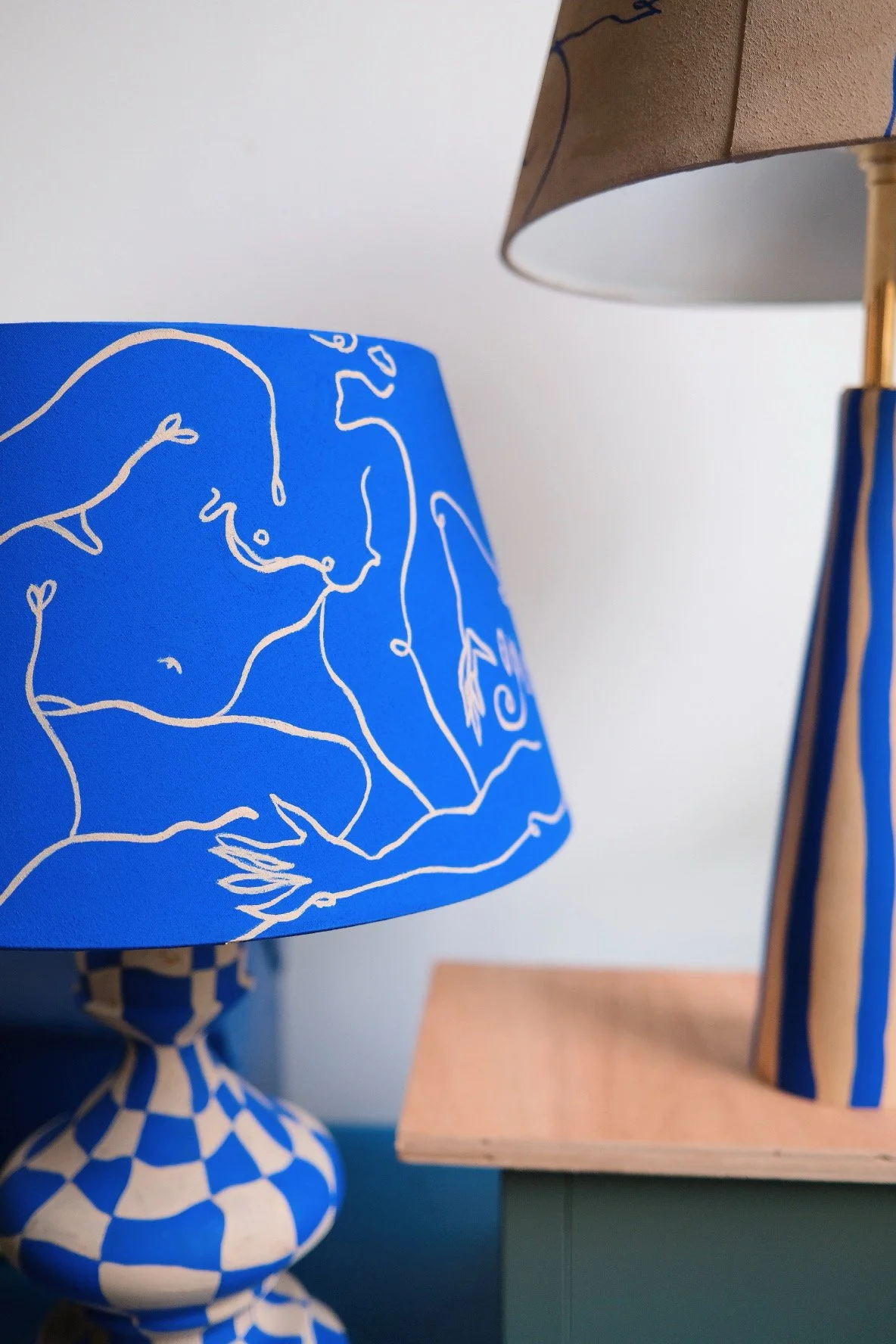 Women intertwined 01--Painted upcycled wooden lamp base with painted lamp shade -2023-900-Partnership Editions (2).jpeg