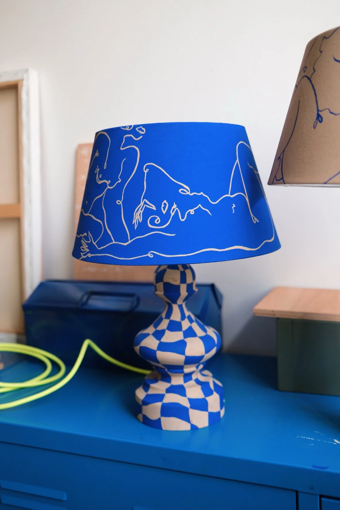 Women intertwined 01--Painted upcycled wooden lamp base with painted lamp shade -2023-900-Partnership Editions (3).jpeg