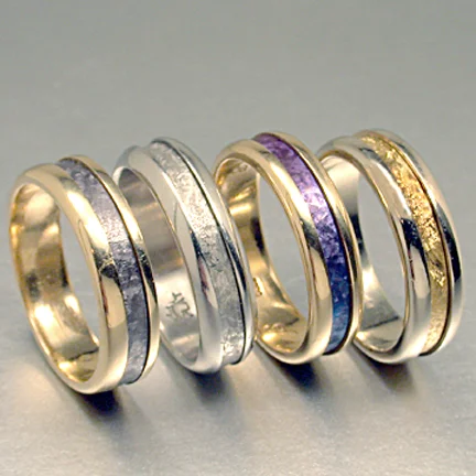 Gold with Tantalum Style Inlay Rings
