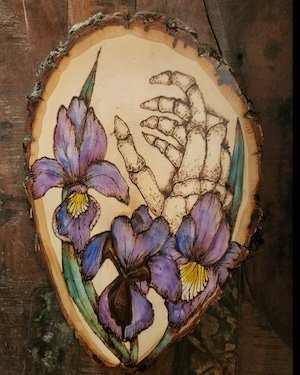 Victoria Miceli-Irises-Pyrography-Watercolor - Victoria Miceli.jpg