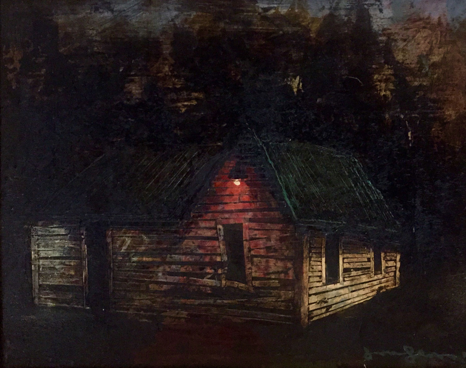 Rural Structure XXXIII Oil Pigment, Tar & Cut Paper on Panel 8 x 10 $1000 • SOLD