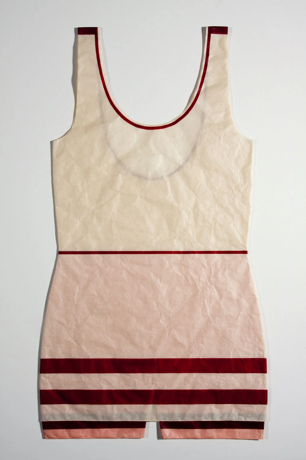 Red Stripe Low-back Suit Monotype on Kitakata, Stitching 27 x 14.5 x 1/4" $1500 (framed)