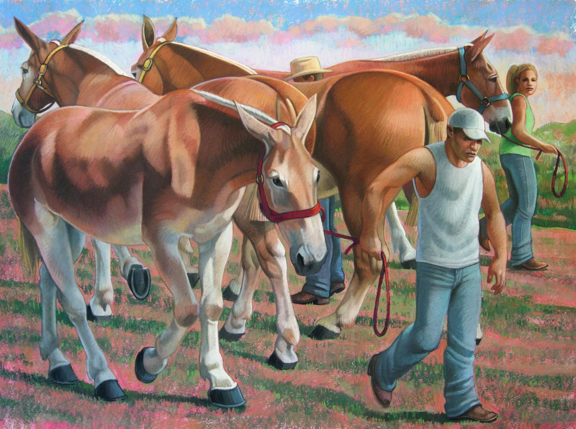 Mules at the Fair Oil pastel on paper 30 x 40 $1500