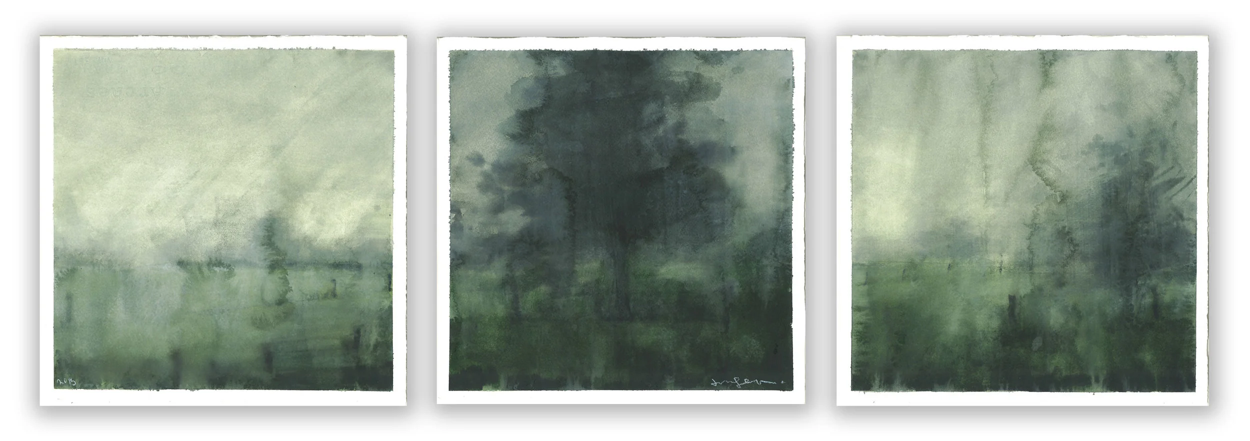 Rainscape VII Watercolor & Collected Rainwater on Paper 10 x 30 $1500 • SOLD
