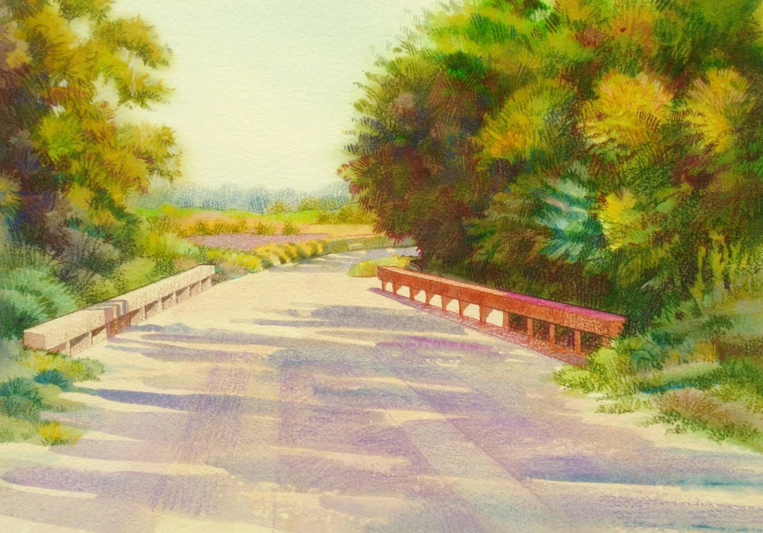 Bridge Over West Yellow Creek Watercolor and Colored Pencil 16 x 20 $400