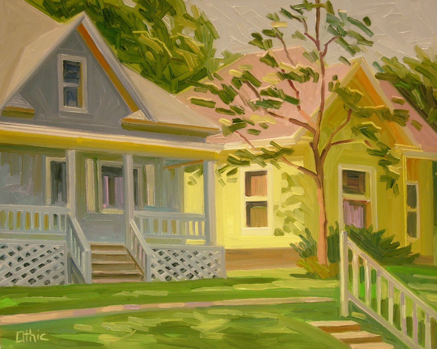 Gray House, Yellow House, Spring Oil on Board 8 x 10 $300