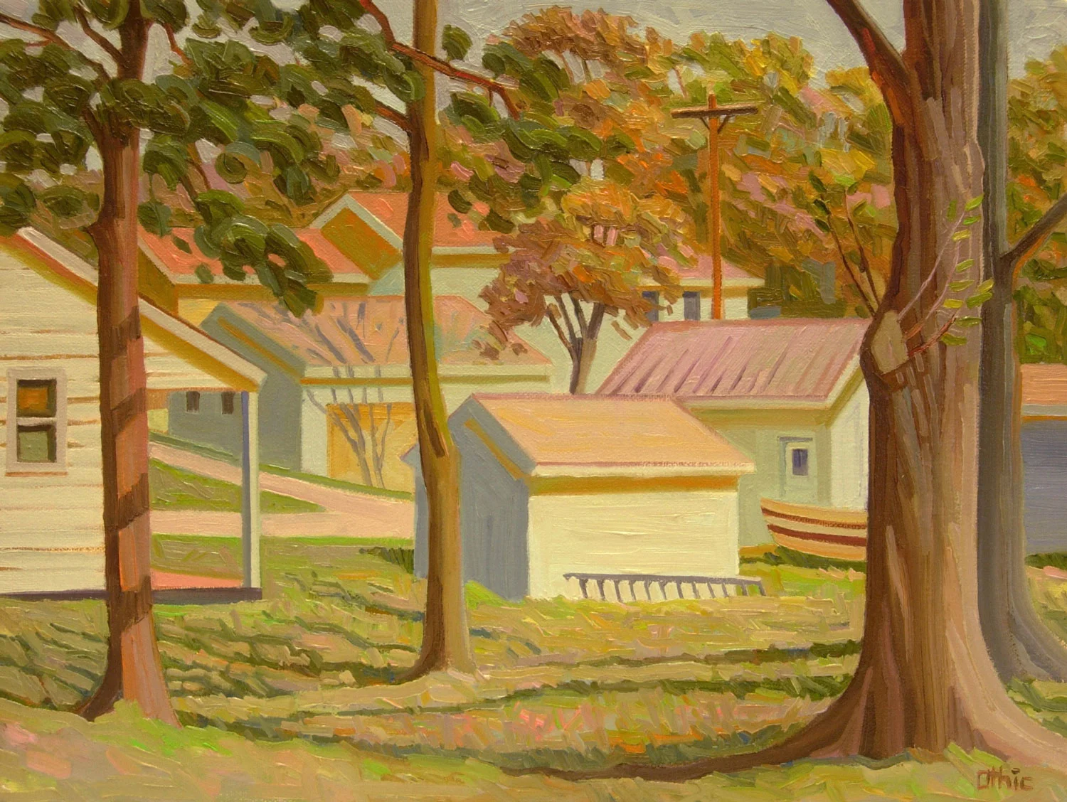 Houses, Ladder, Boat Oil on Canvas 12 x 16 $500