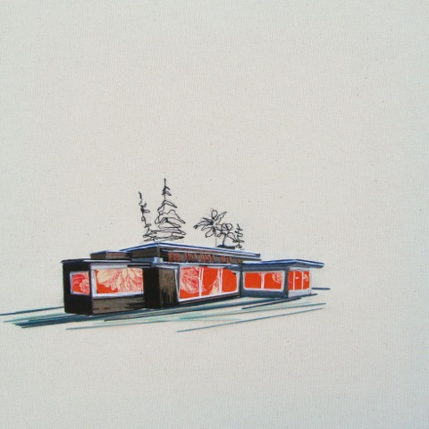 House No. 3 Embroidery 12 x 12 $ 500