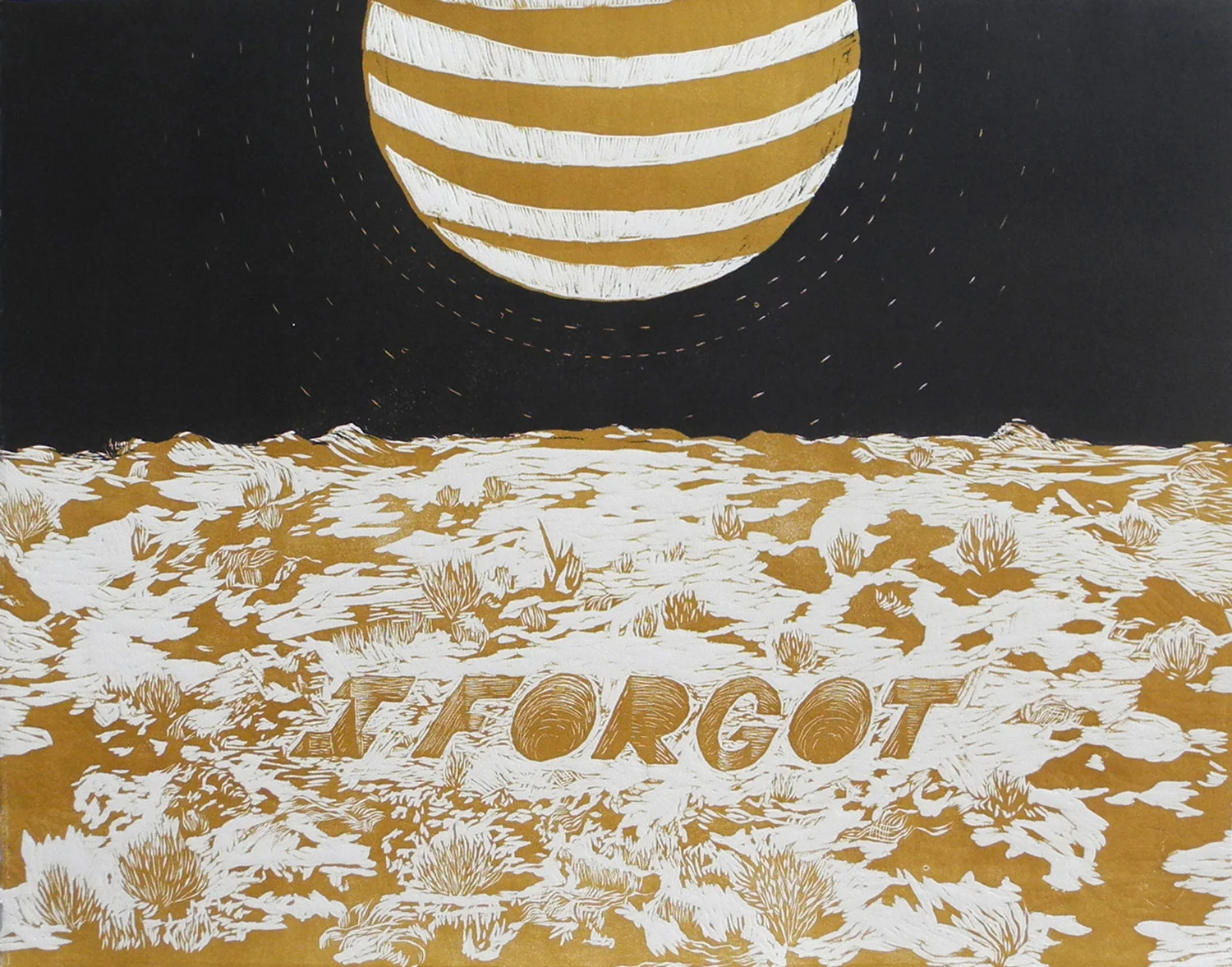 I Forgot Relief Woodcut 27 x 22 (framed) $500