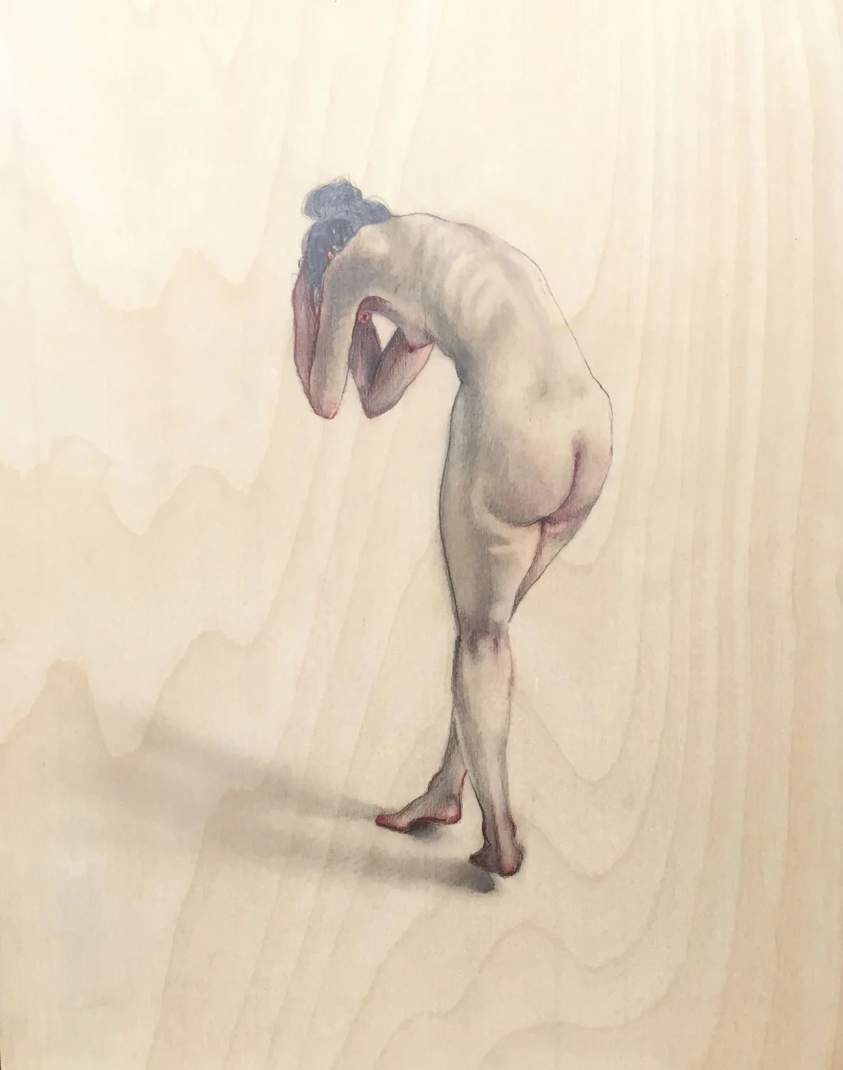 Bather VI Graphite & Red Oil Pencil on Birch 11 x 14 $950 • SOLD