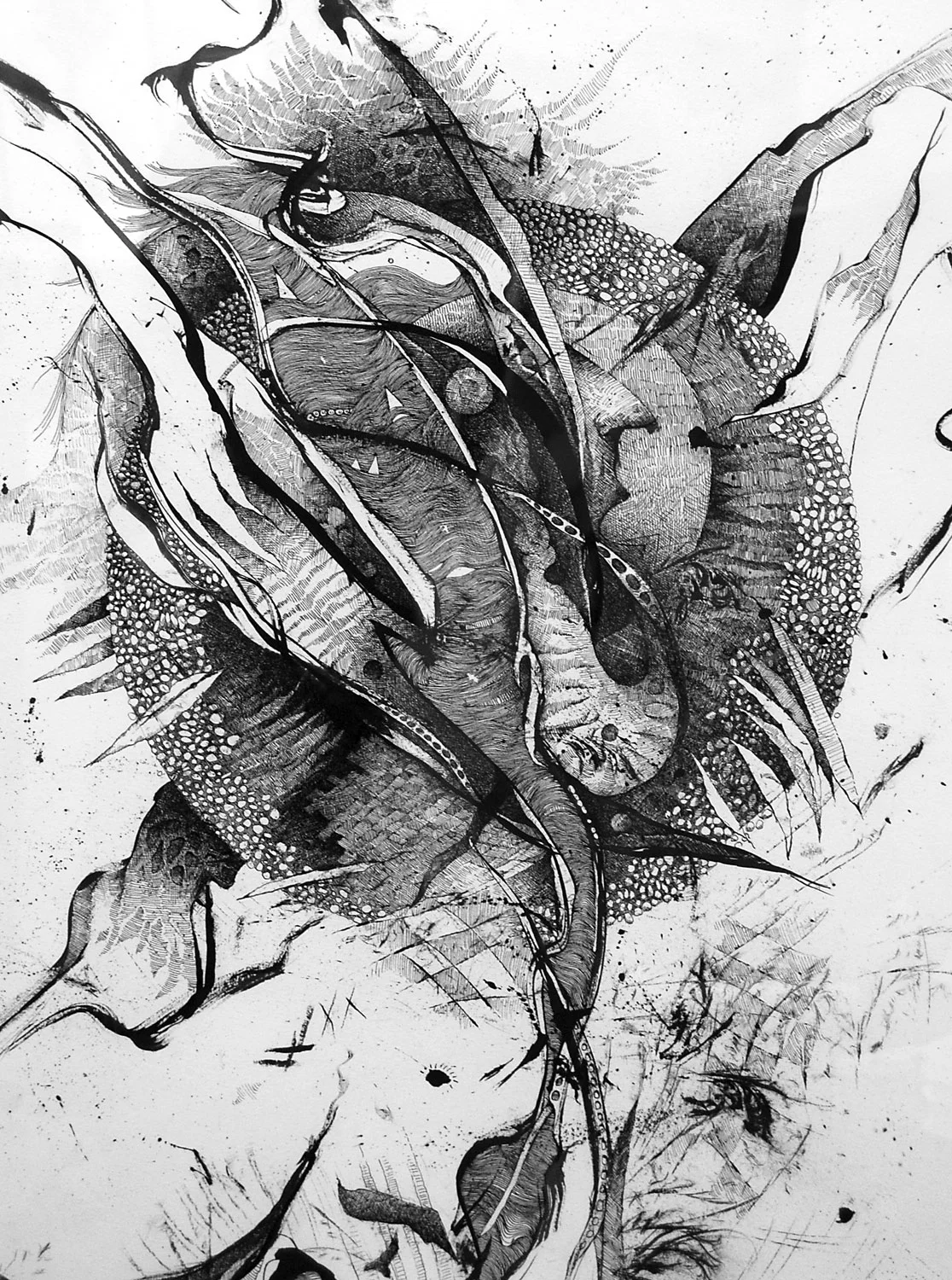 PTSD Ink on Paper 27 x 34 (framed) $2500