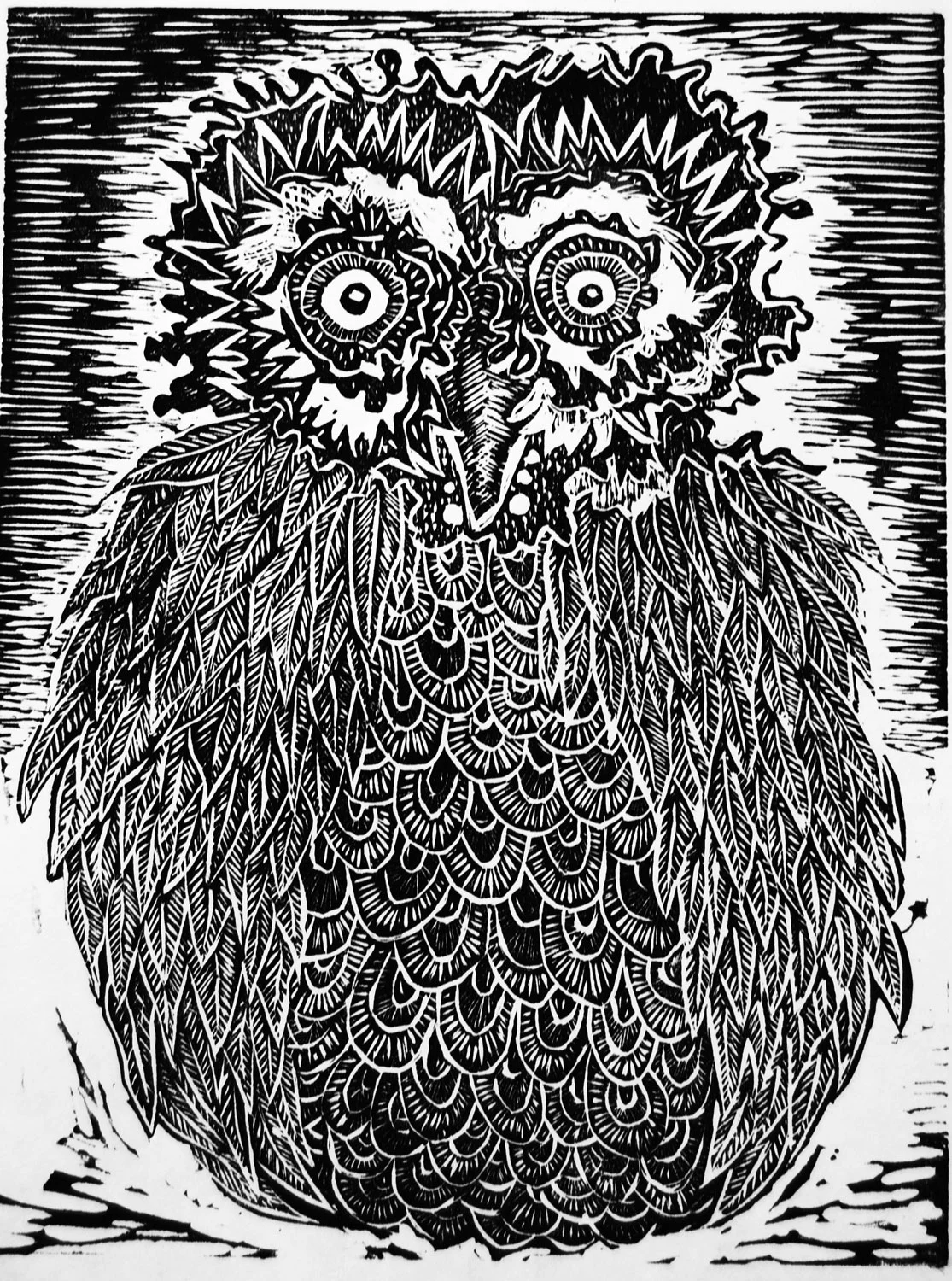 Who are You? Linocut 17.5 x 21 (framed) $450