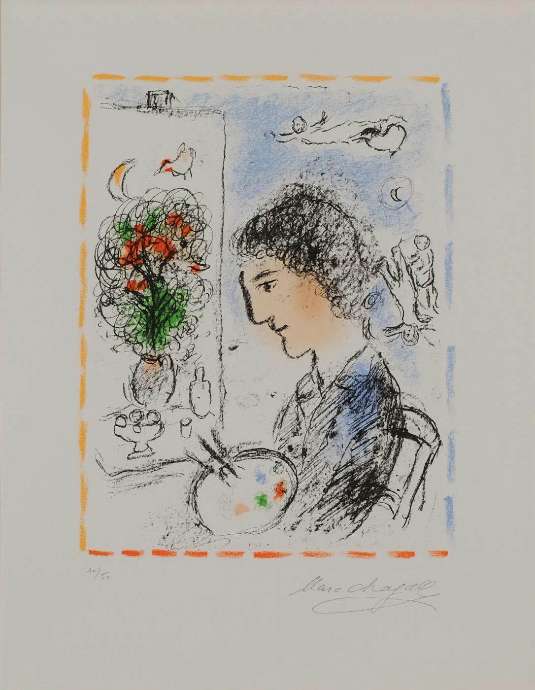 Le Chevalet Fleuri (The Flowering Easel) , 1984 10/50 Lithograph 12.75 x 9.875